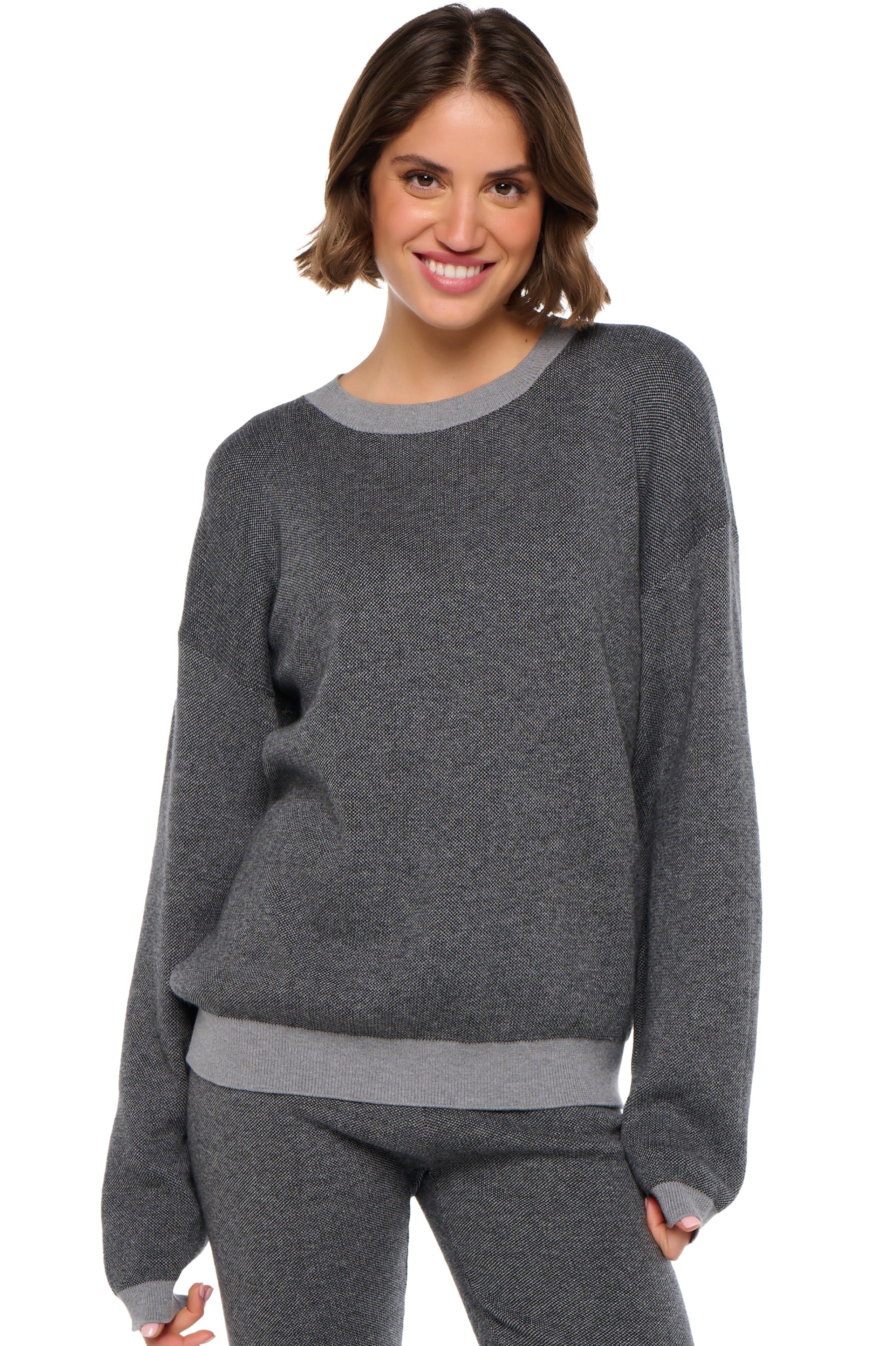 Stormie in cashmere e cotone da donna - foggy / thunder chiné - Mahogany