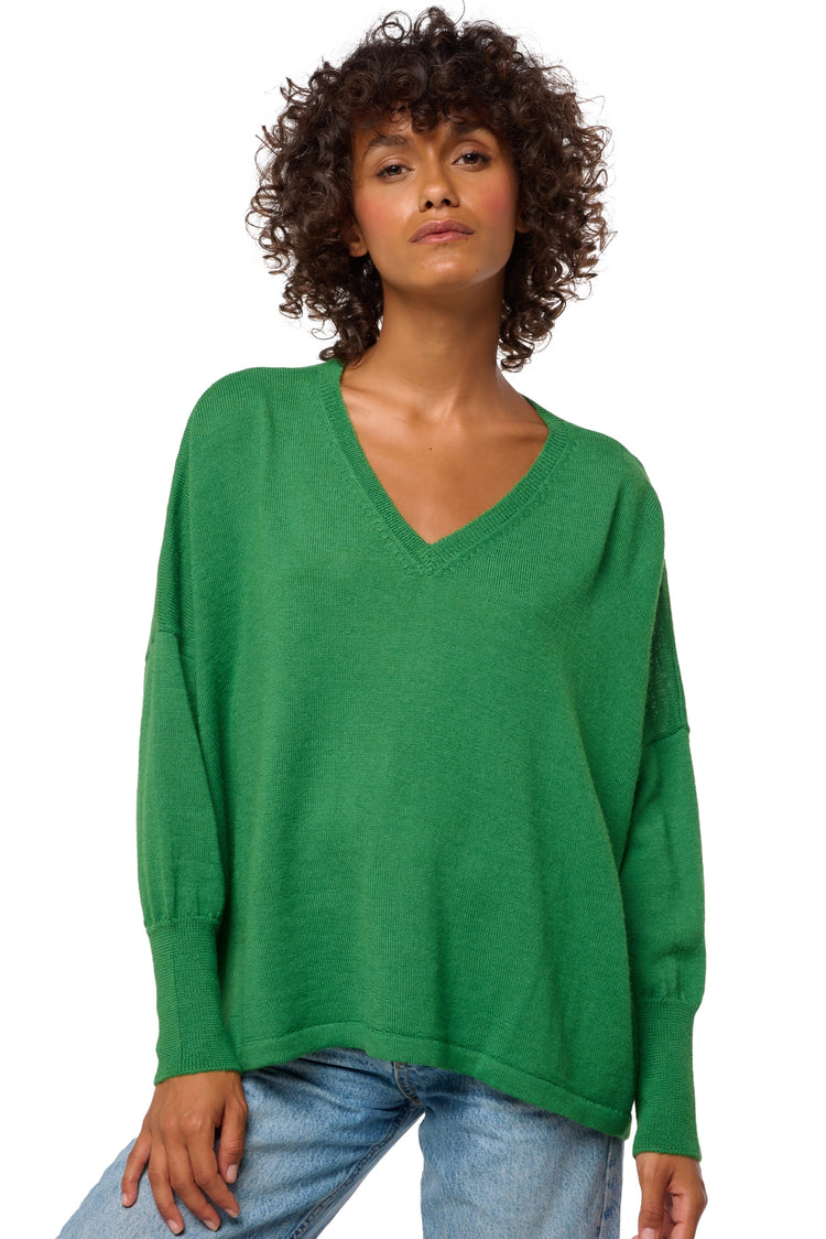 Damara in baby alpaca donna - green leaf - Mahogany