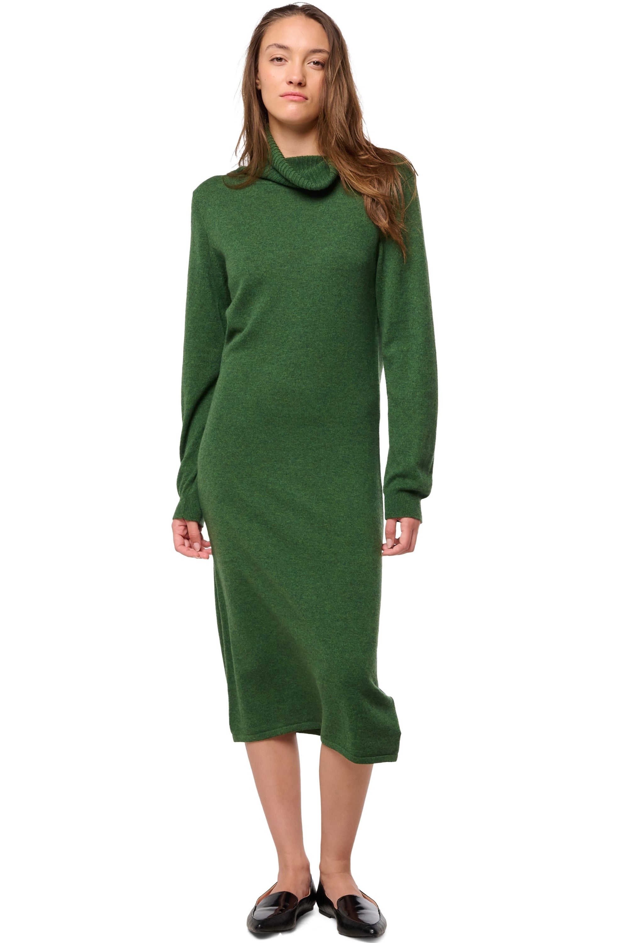 Abito in cashmere, 100% Cashmere, donna, collo a dolcevita, taglio dritto, maniche lunghe, normale / 2 e 4 fili, maglia normale, Mahogany