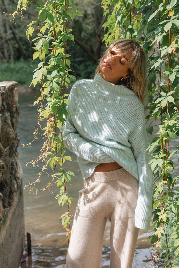 Maglione in cashmere, 100% Cashmere, donna, collo alto / collo a camino, taglio ampio, maniche lunghe, normale / 2 e 4 fili, a coste, Mahogany
