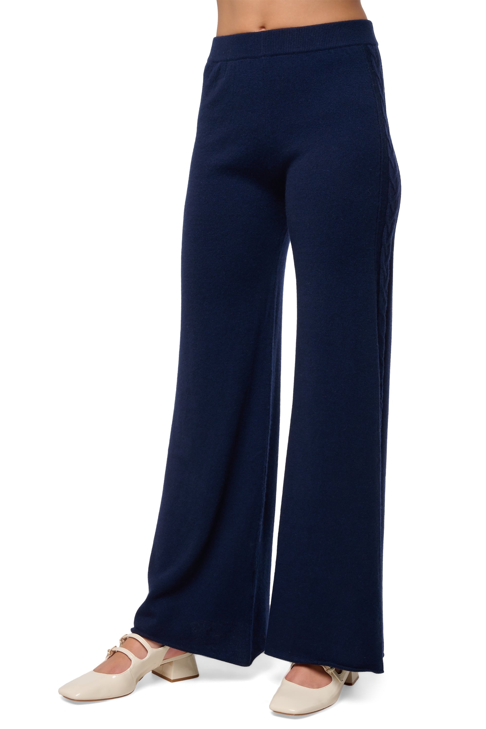 Pantalone in cashmere, 100% cashmere, donna, taglio svasato, normale / 2 e 4 fili, treccia, Mahogany