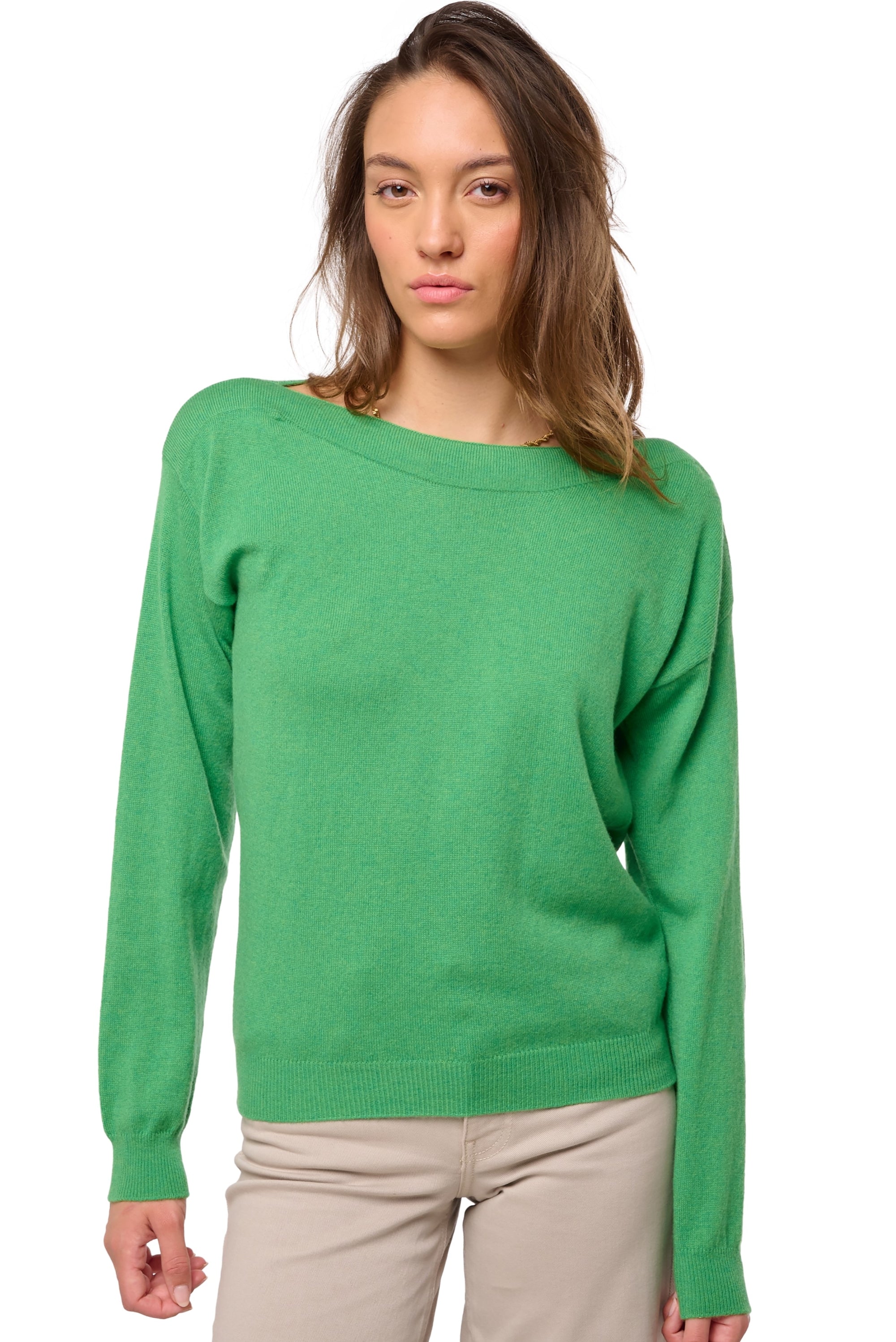 Maglione in cashmere, 100% Cashmere, donna, scollo a barca, taglio dritto, maniche lunghe, normale / 2 e 4 fili, maglia normale, Mahogany