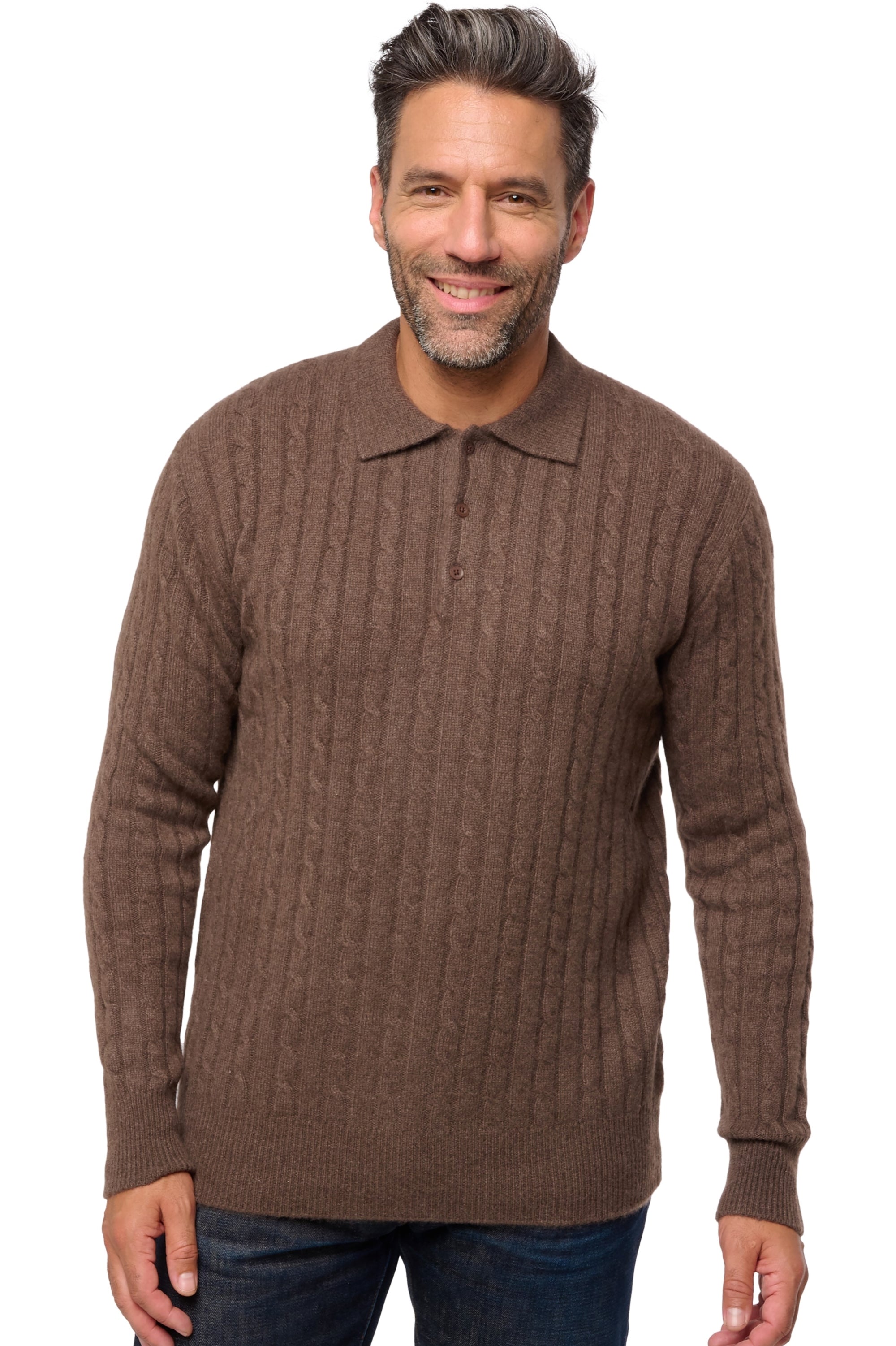 Doha in cashmere uomo - marrone chiné - Mahogany