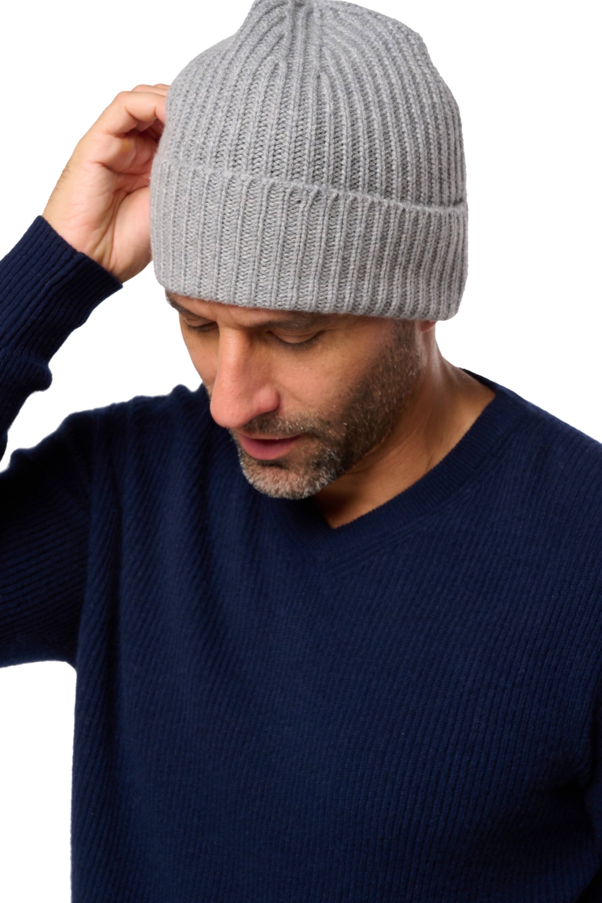 Berretto in cashmere, 100% Cashmere, unisex, spesso / 6 fili e +, coste, Mahogany