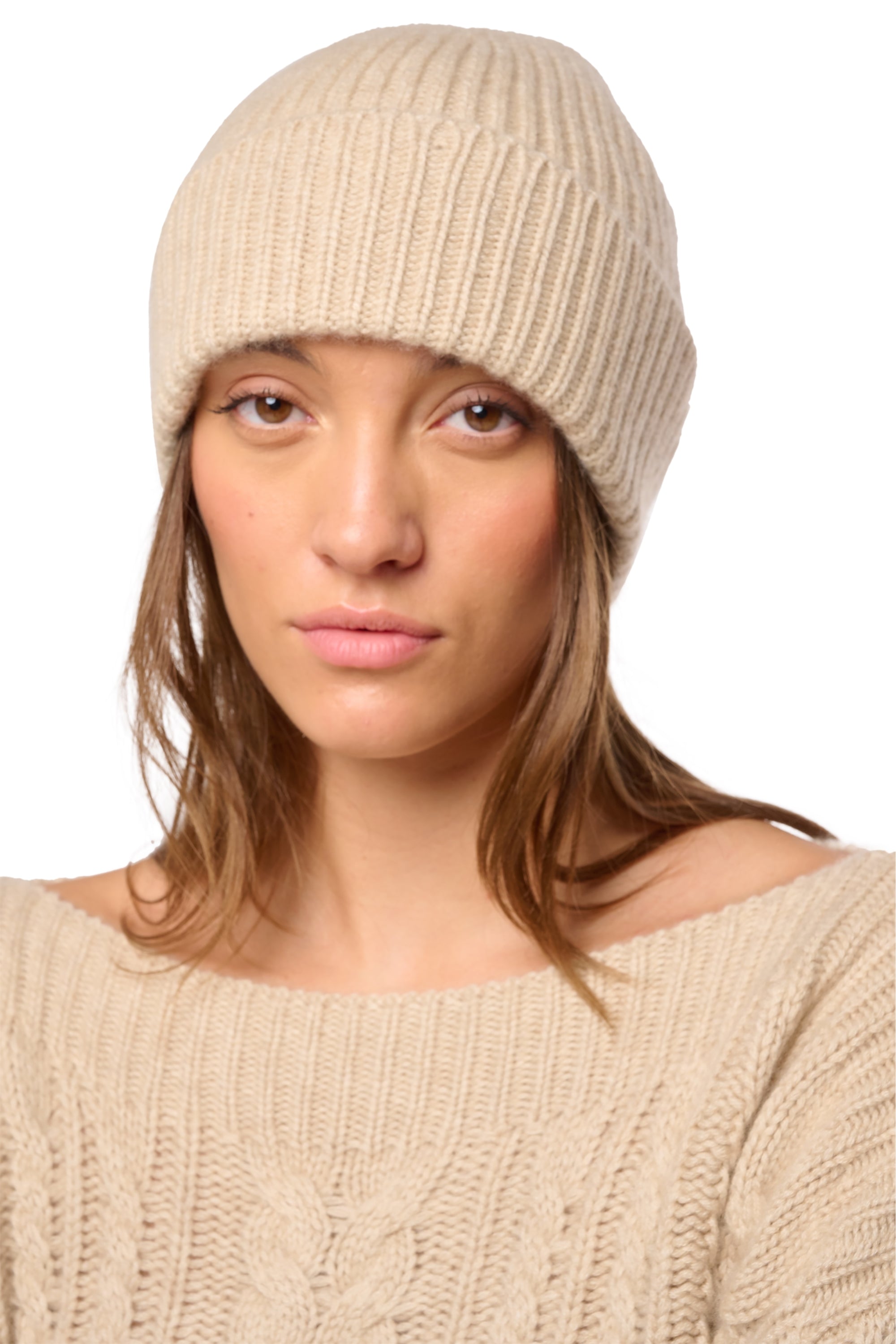 Dido in cashmere misto - natural winter dawn - Mahogany