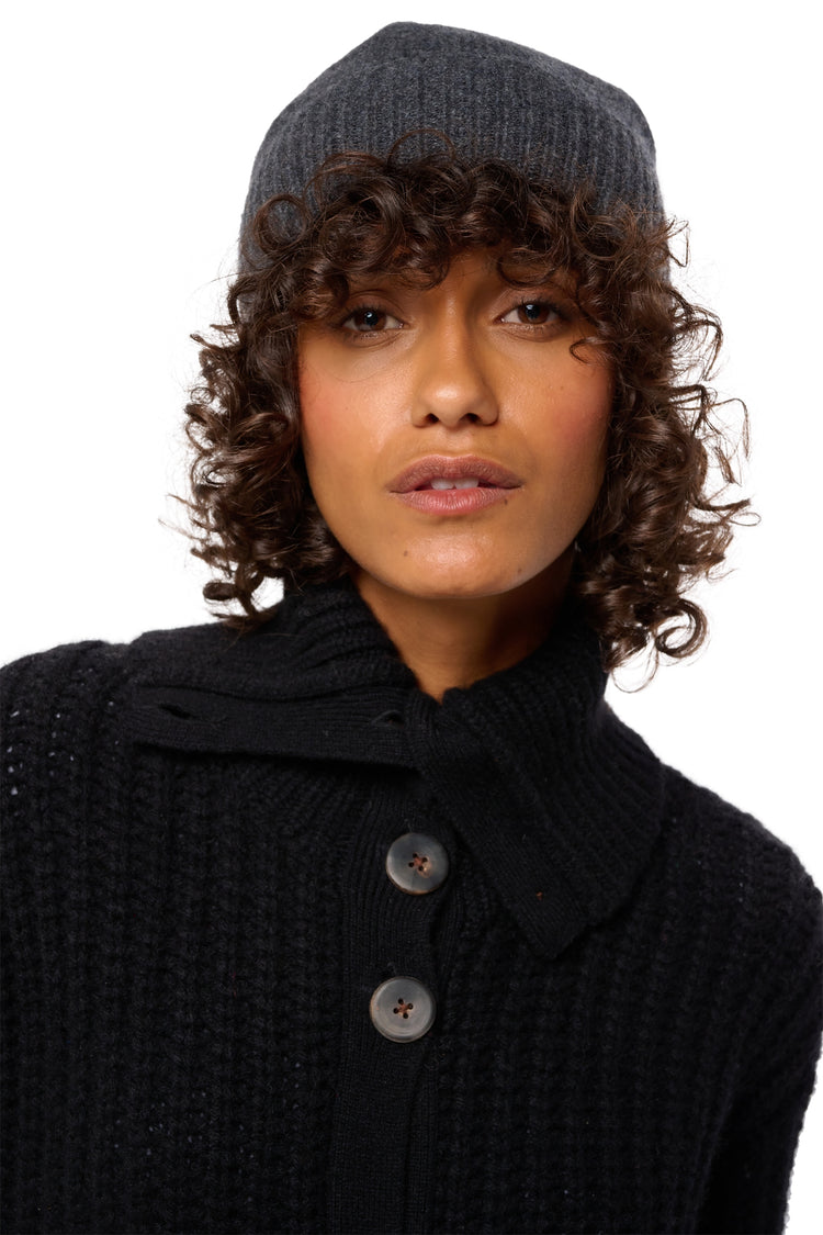 Berretto in cashmere, 100% Cashmere, unisex, grossa / 6 fili e +, costolato, Mahogany