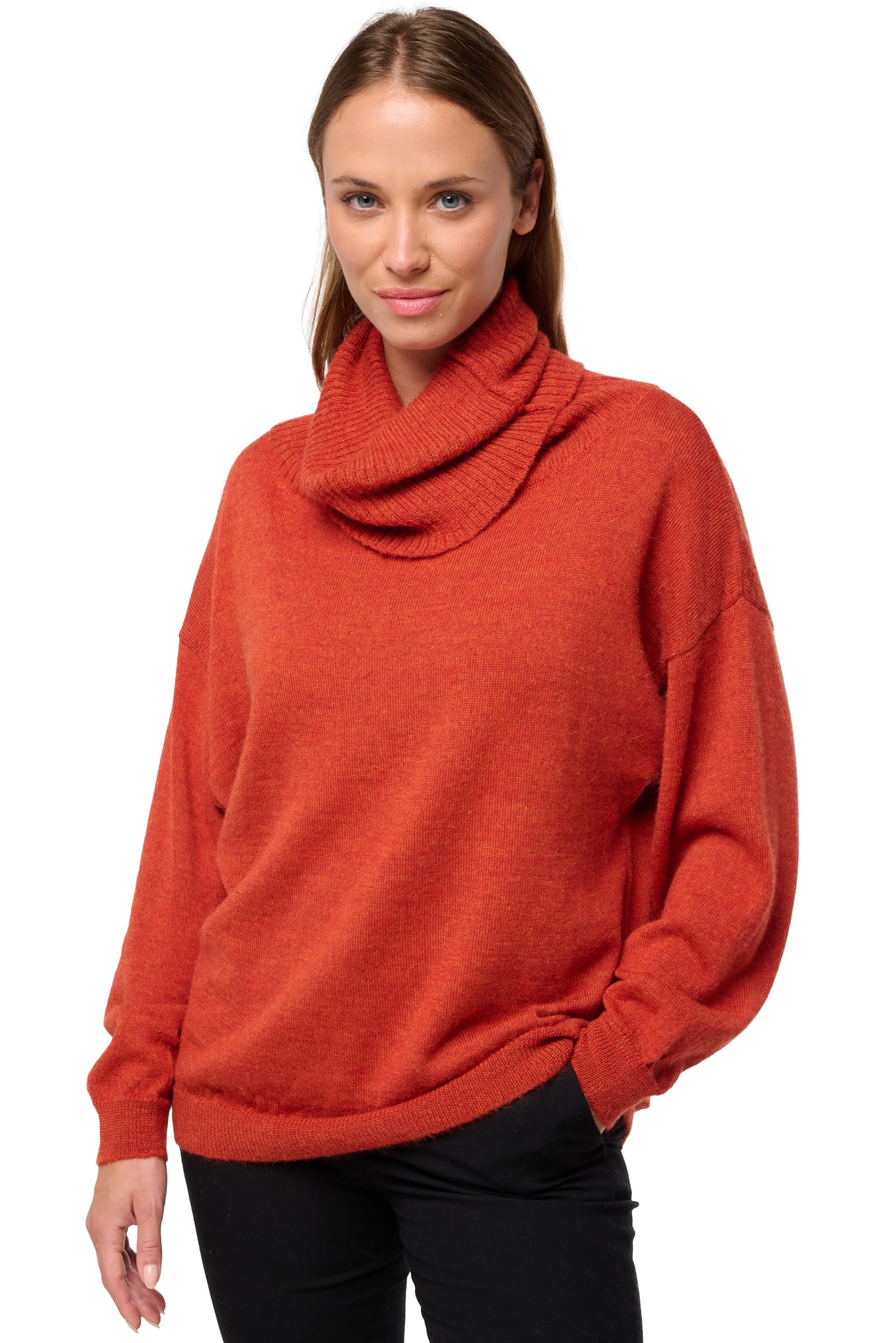 Tanis in baby alpaca da donna - pumpkin - Mahogany