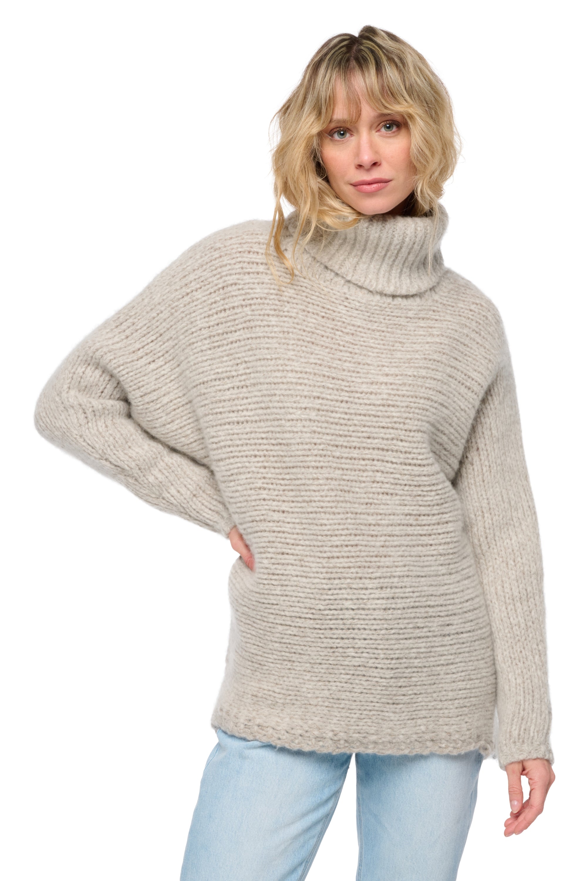 Maglione in cashmere, 100% Cashmere Nuage, donna, collo a dolcevita, vestibilità ampia, maniche lunghe, peso grosso / 6 fili e +, maglia normale, Mahogany