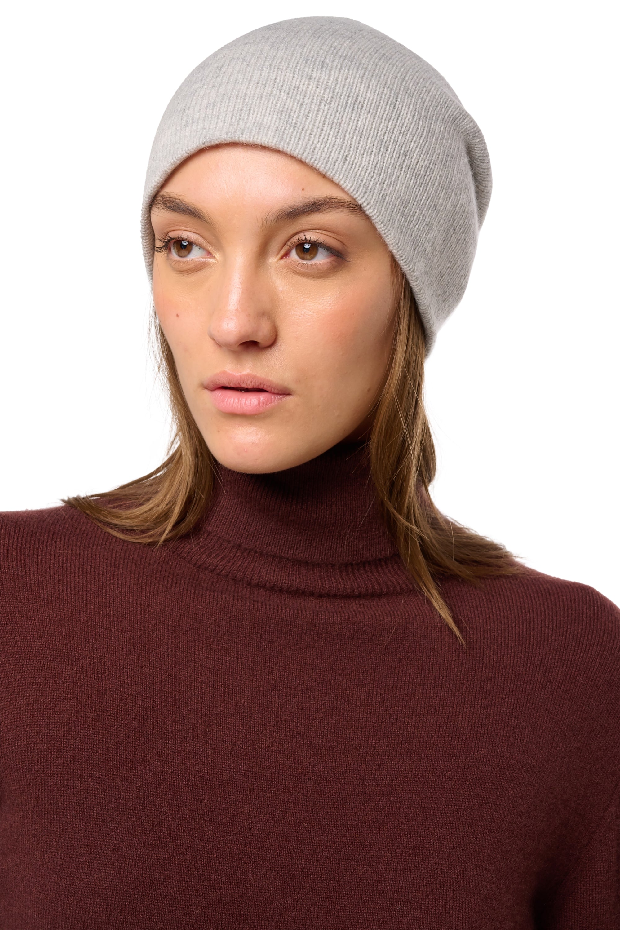 Berretto in cashmere, 100% cashmere, donna, normale / 2 e 4 fili, maglia normale, Mahogany