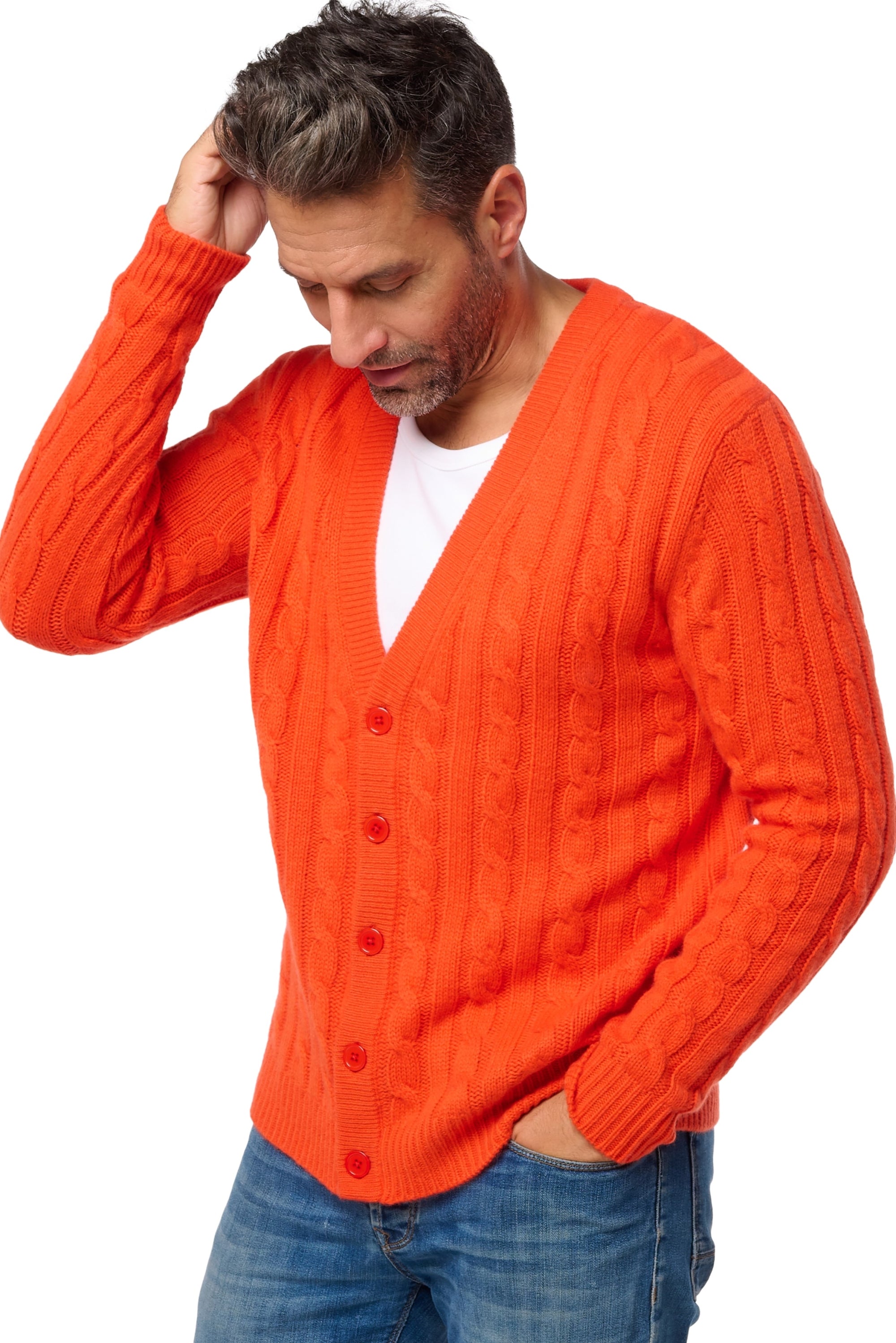 Dixon en cachemire homme - Vue 2 - bloody orange - Mahogany