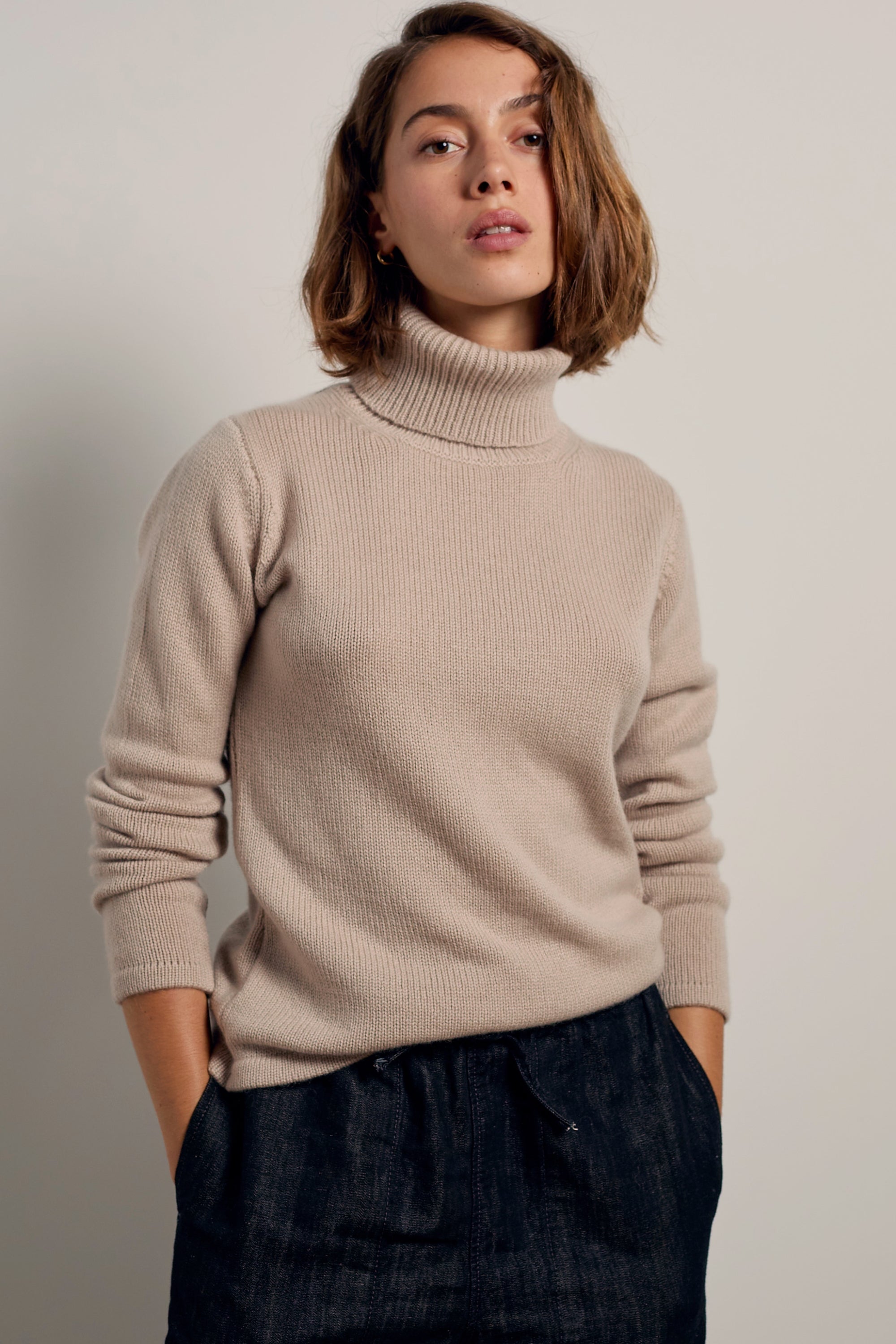 Taipei in cashmere donna - jute - Mahogany
