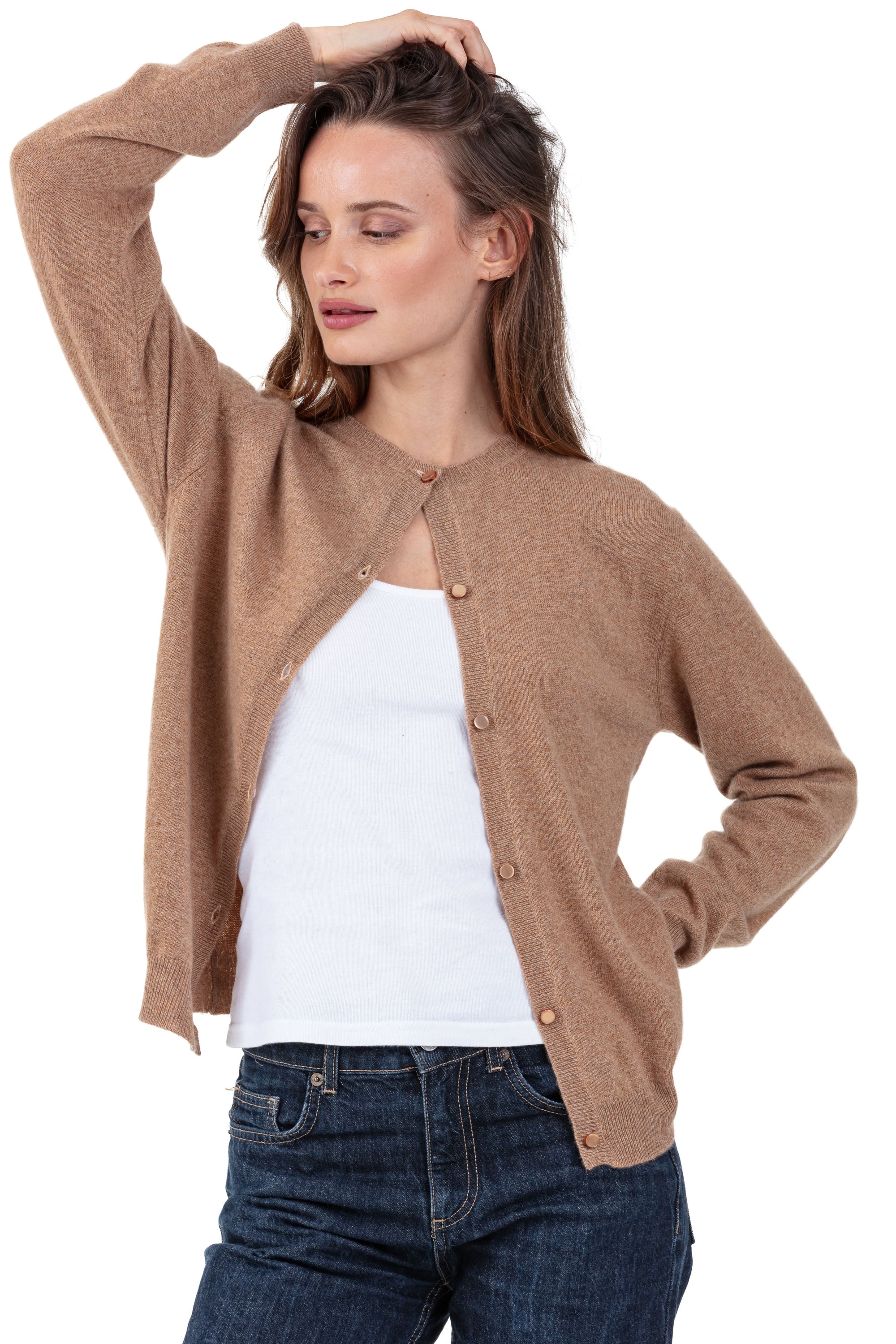 Tyra in cashmere donna - camel - Mahogany
