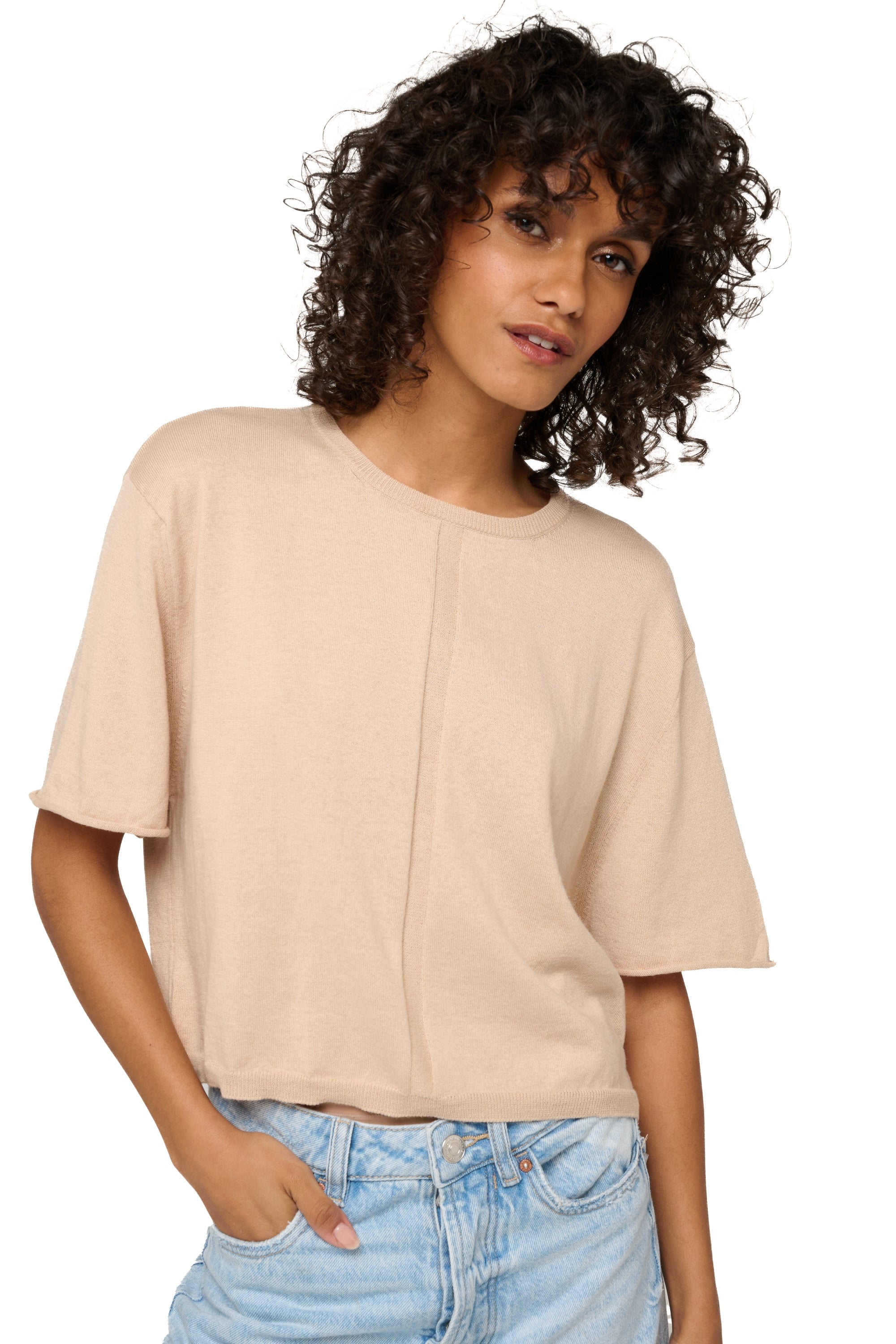 Rita in cashmere e cotone donna - powder - Mahogany