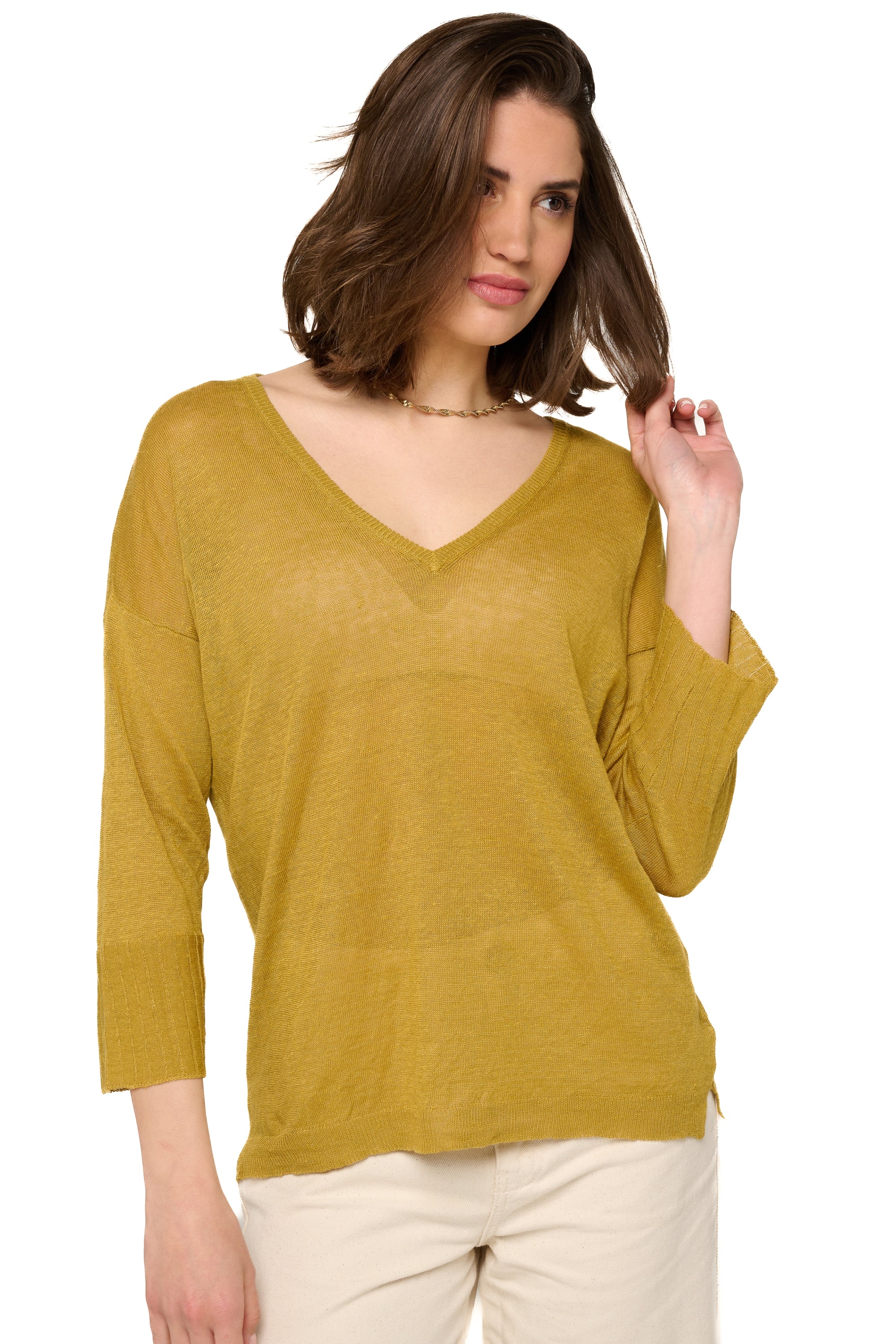 Rosanna in lino donna - curry - Mahogany