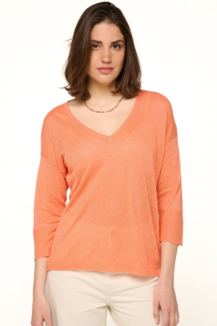 Rosanna in lino donna - papaya - Mahogany