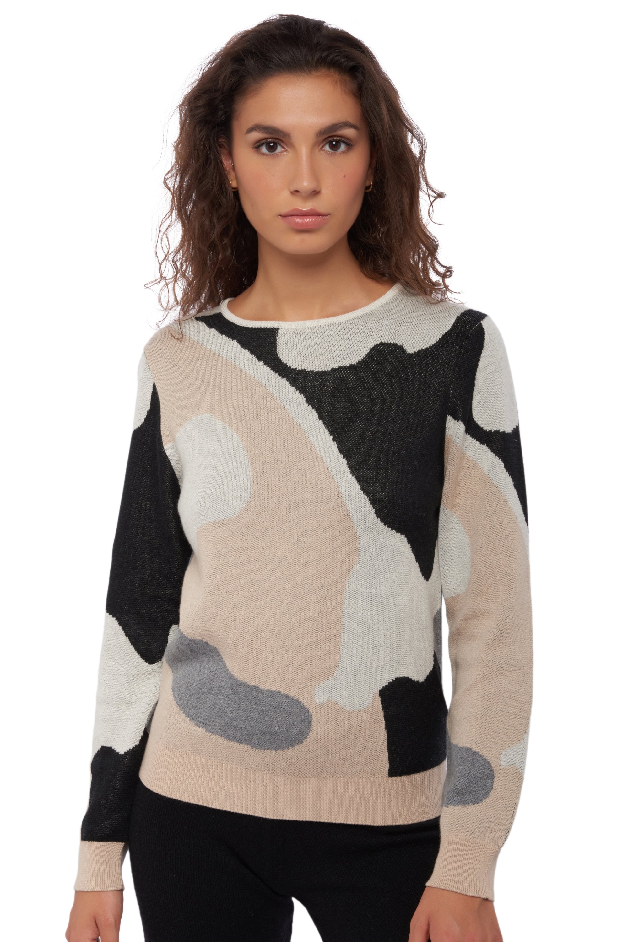 Rosas in cashmere e cotone da donna - ivory / black / powder - Mahogany