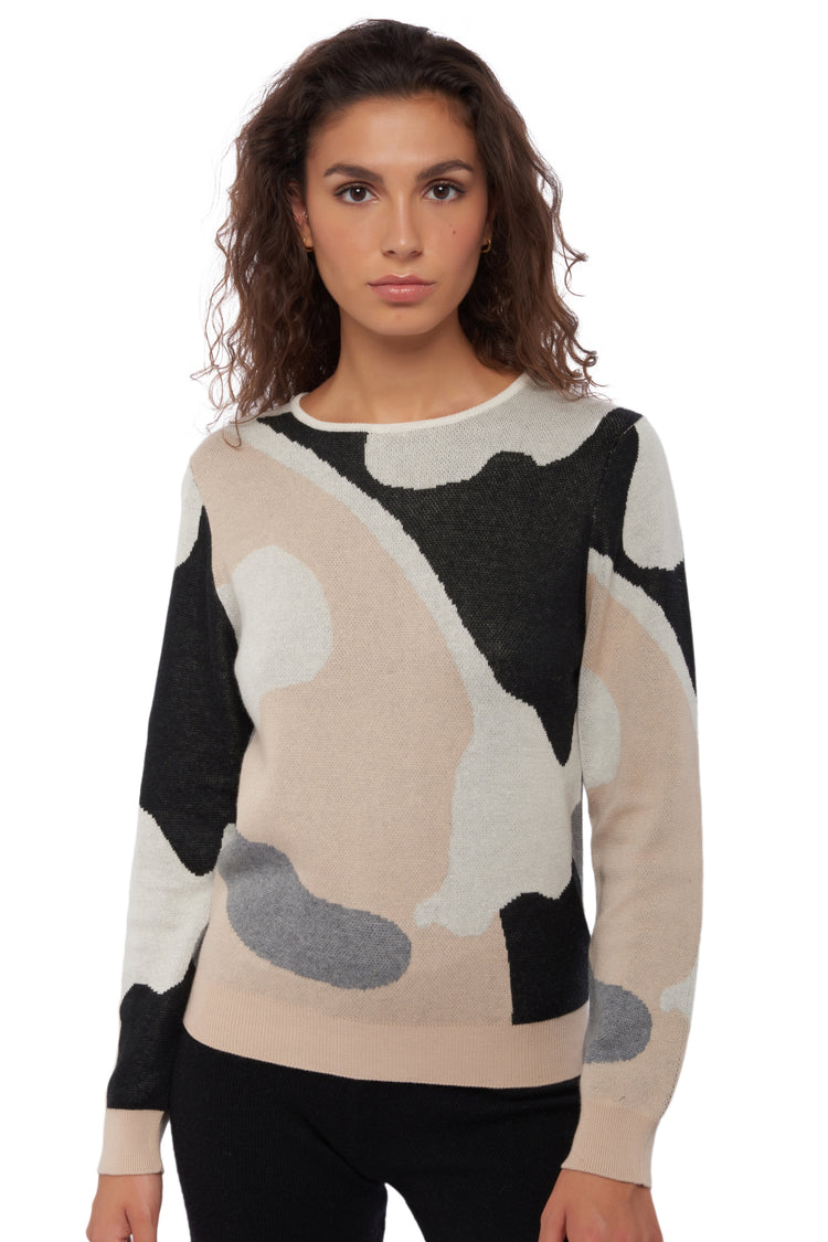 Rosas in cashmere e cotone da donna - ivory / black / powder - Mahogany
