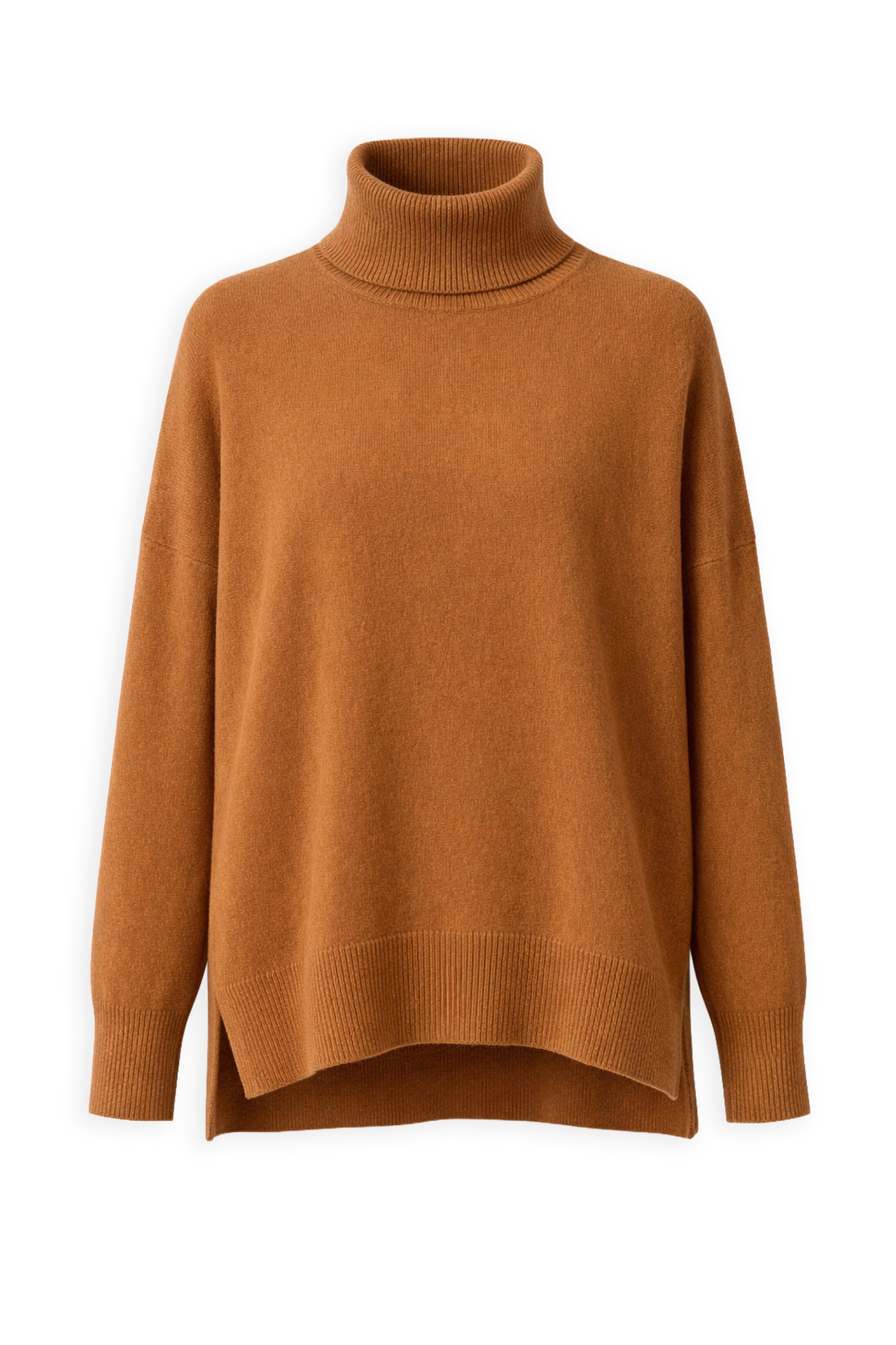 Maglione in cashmere, 100% Cashmere, donna, collo a dolcevita, taglio ampio, maniche lunghe, normale / 2 e 4 fili, maglia normale, Mahogany