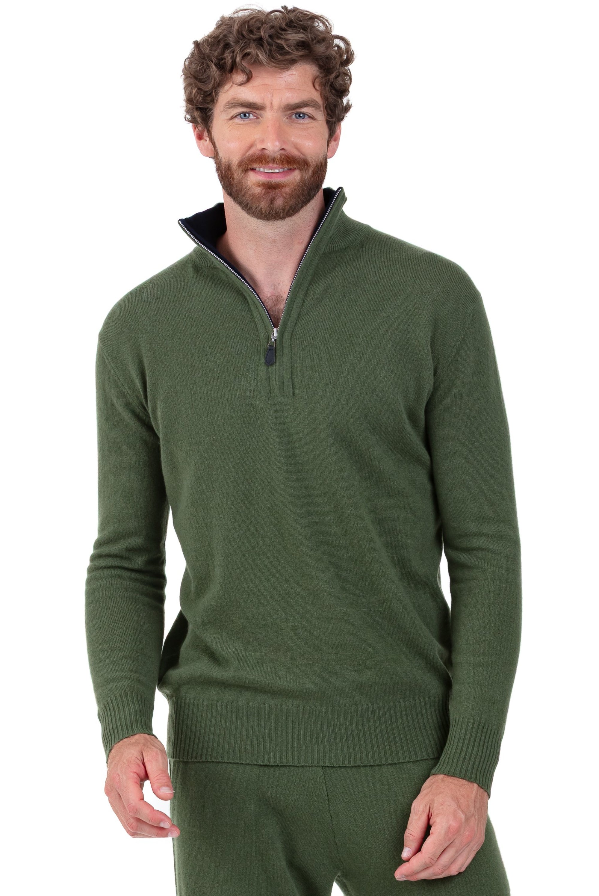 Henri in cashmere uomo - kaki / blu marino scuro - Mahogany