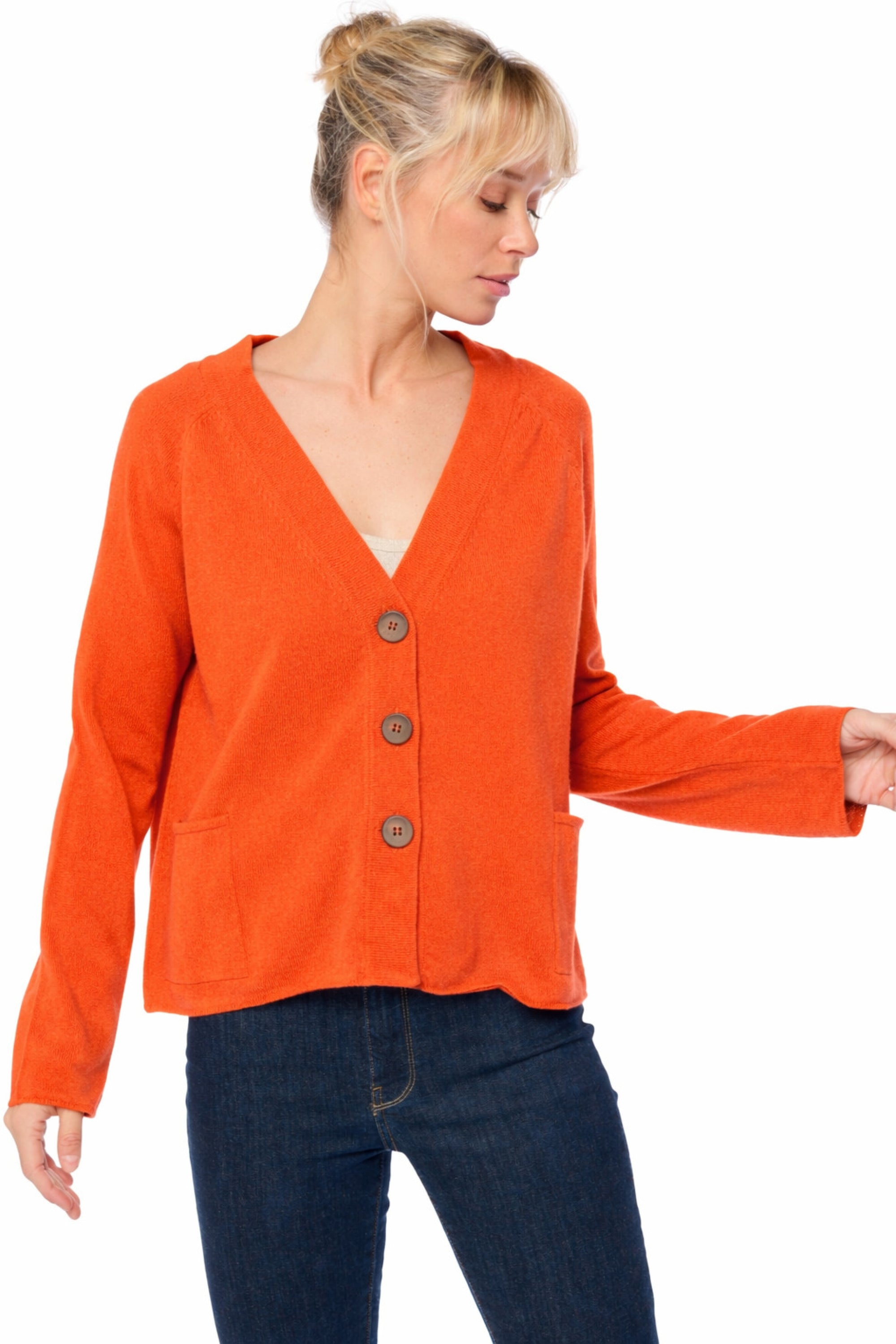 Chana in cashmere donna - arancione - Mahogany