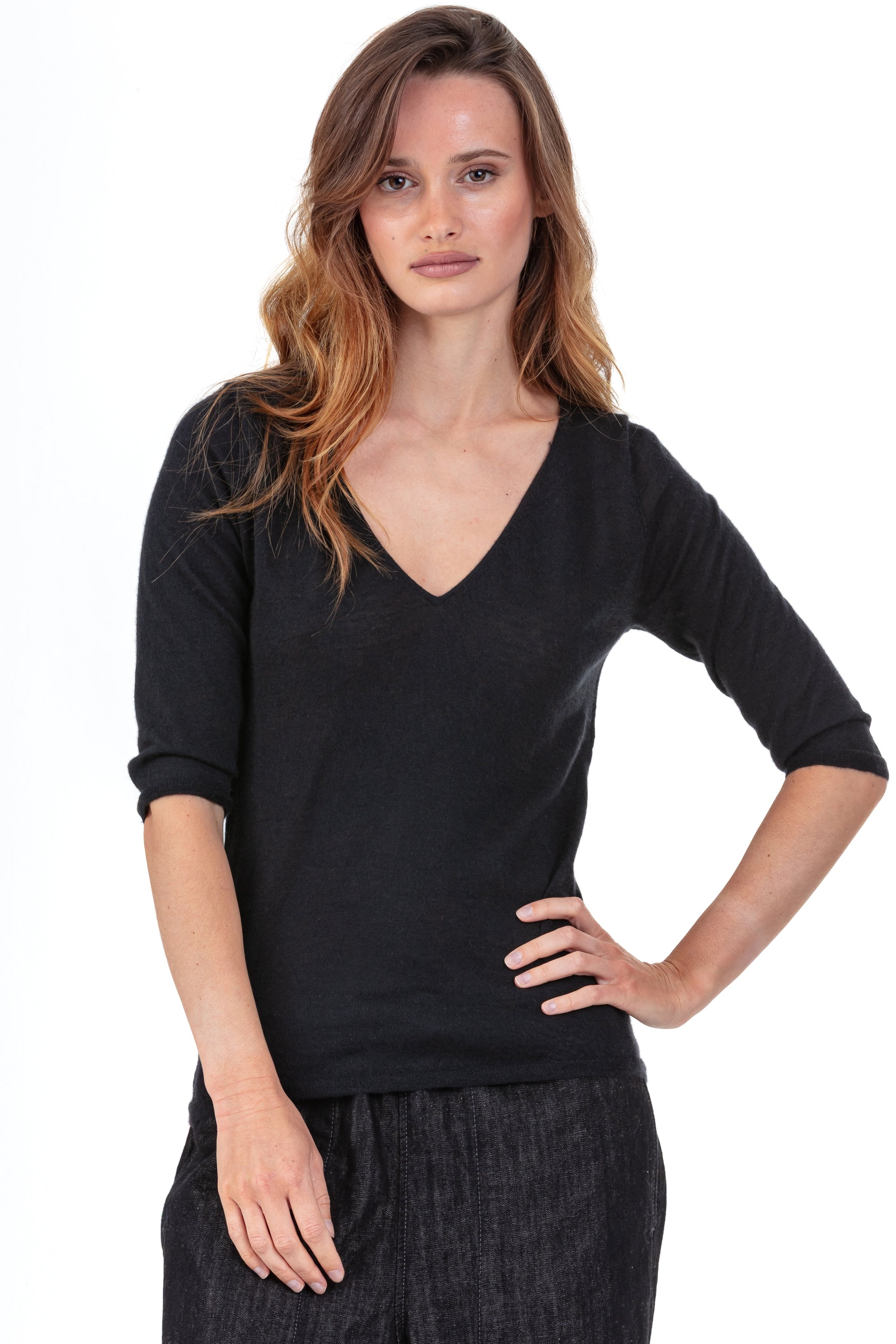Palma in duvet di cashmere donna - nero - Mahogany