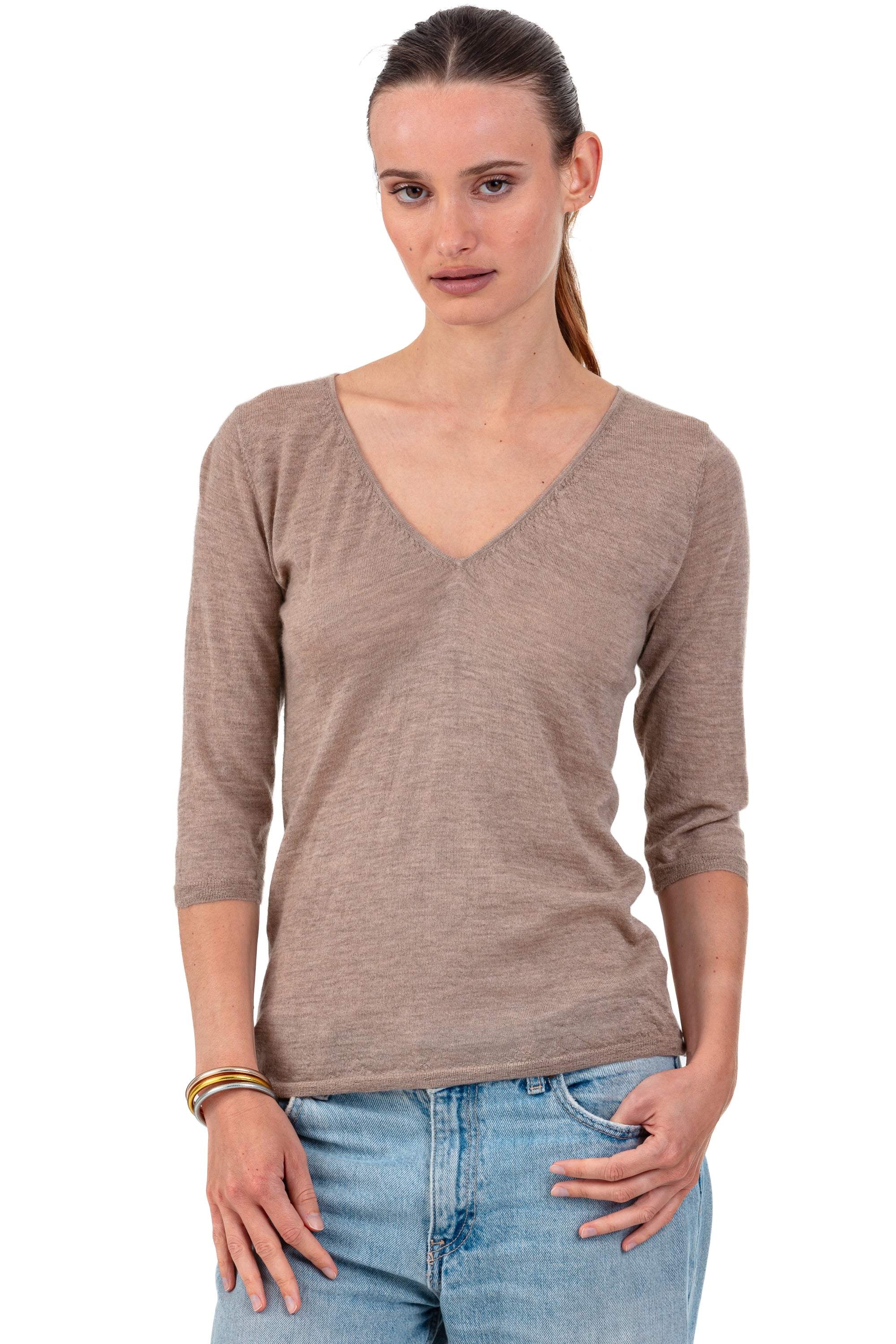 Palma in duvet di cashmere donna - vison - Mahogany