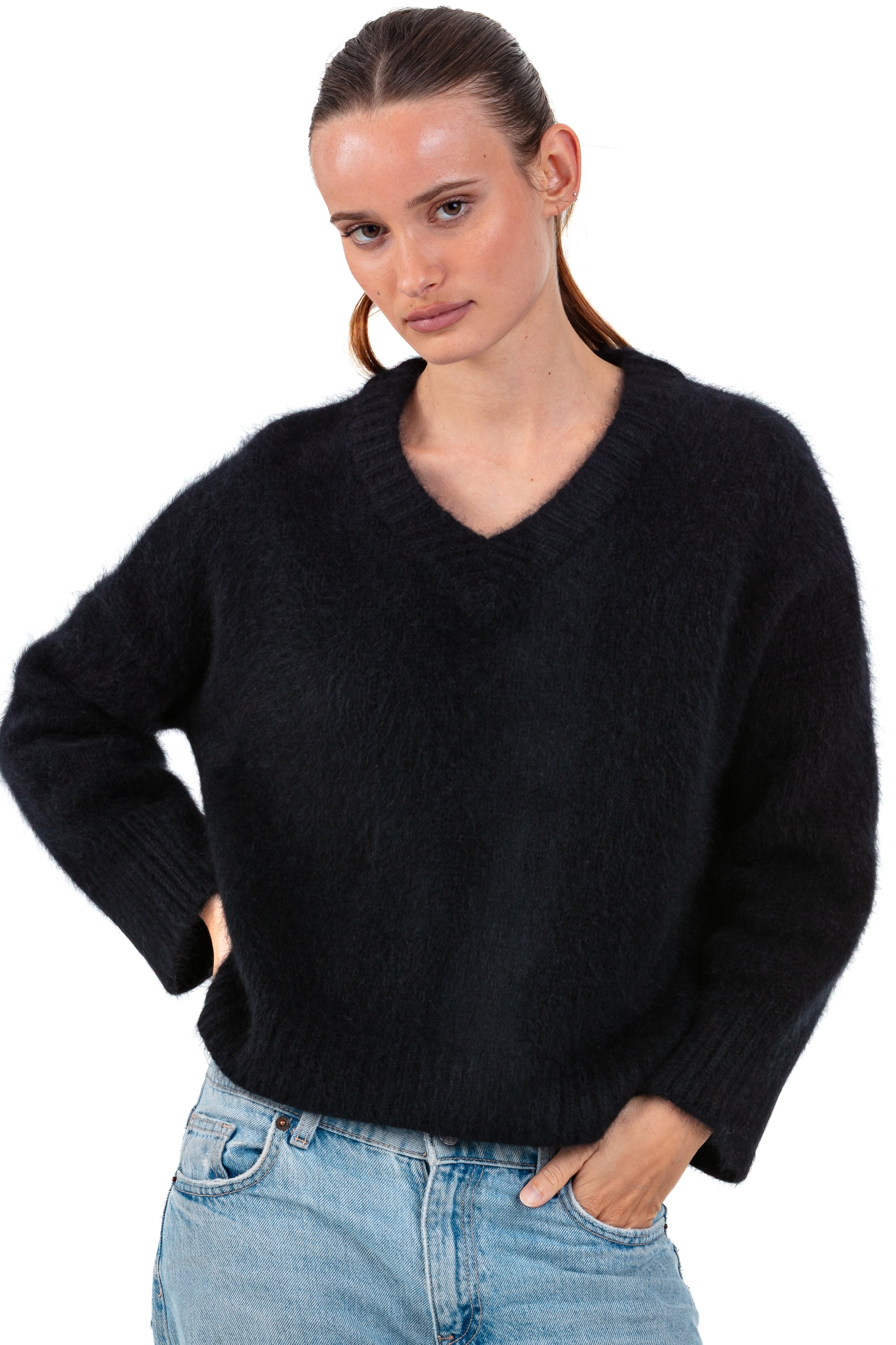 Pamela in cocoon cashmere donna - black - Mahogany