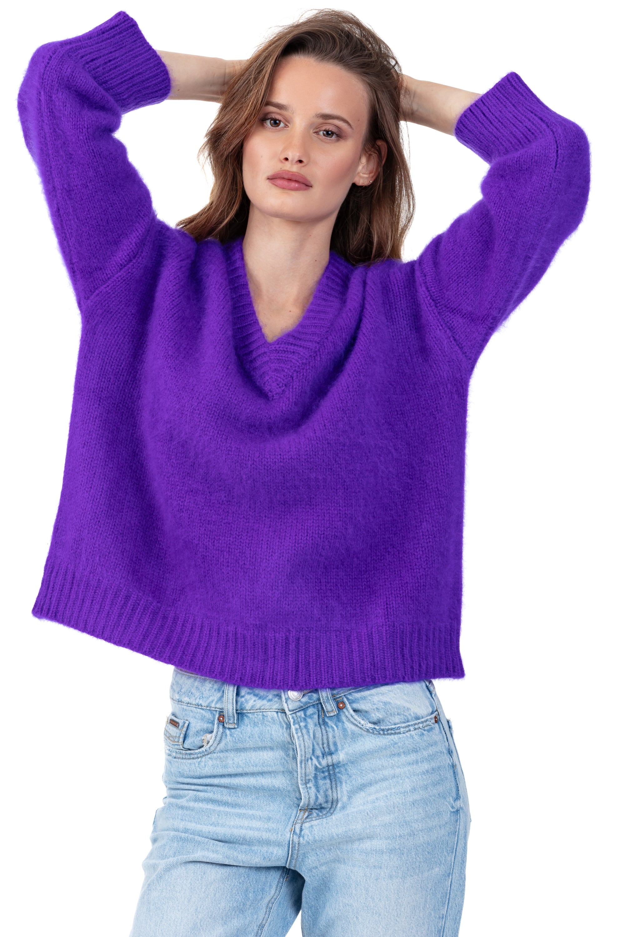 Pamela in cocoon cashmere donna - viola - Mahogany