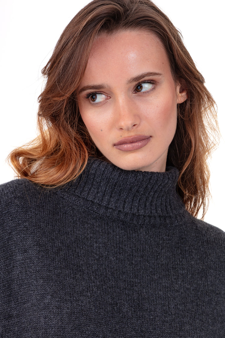 Maglione in cashmere, 100% Cashmere, donna, collo a dolcevita, taglio oversize, maniche lunghe, fine, , Mahogany
