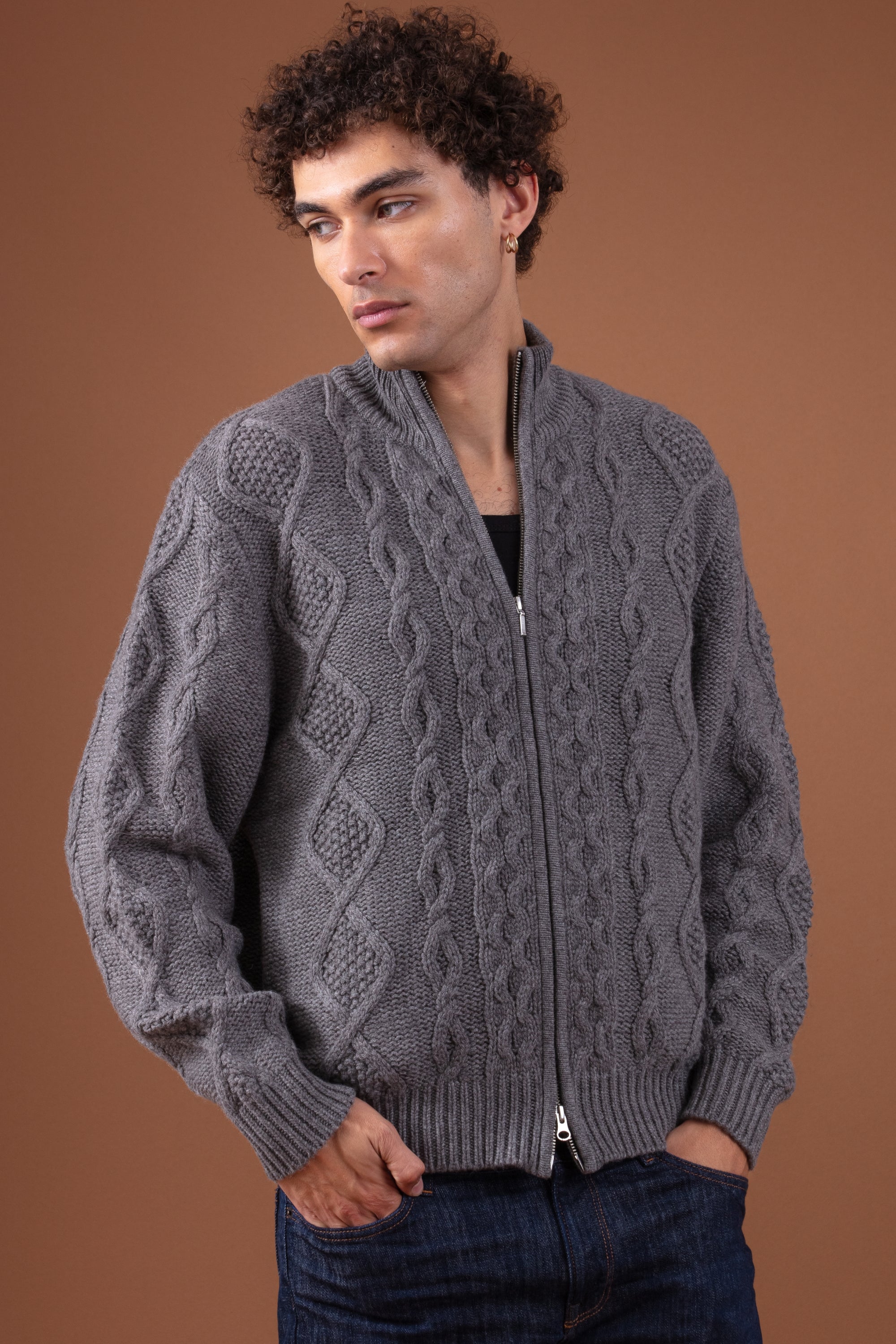 Patmos in cashmere uomo - marmotta chiné - Mahogany