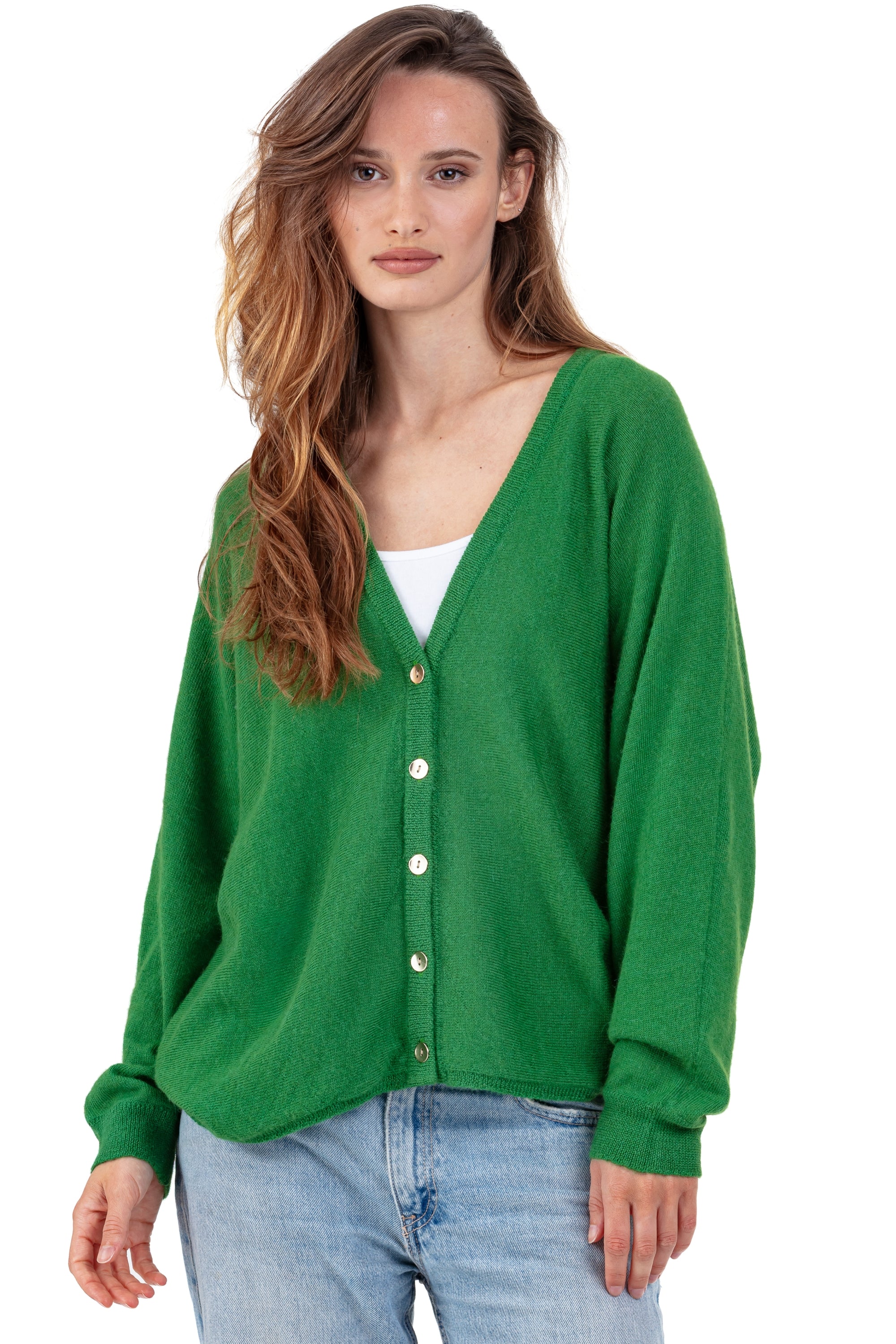 Patrizia in baby alpaca donna - green leaf - Mahogany