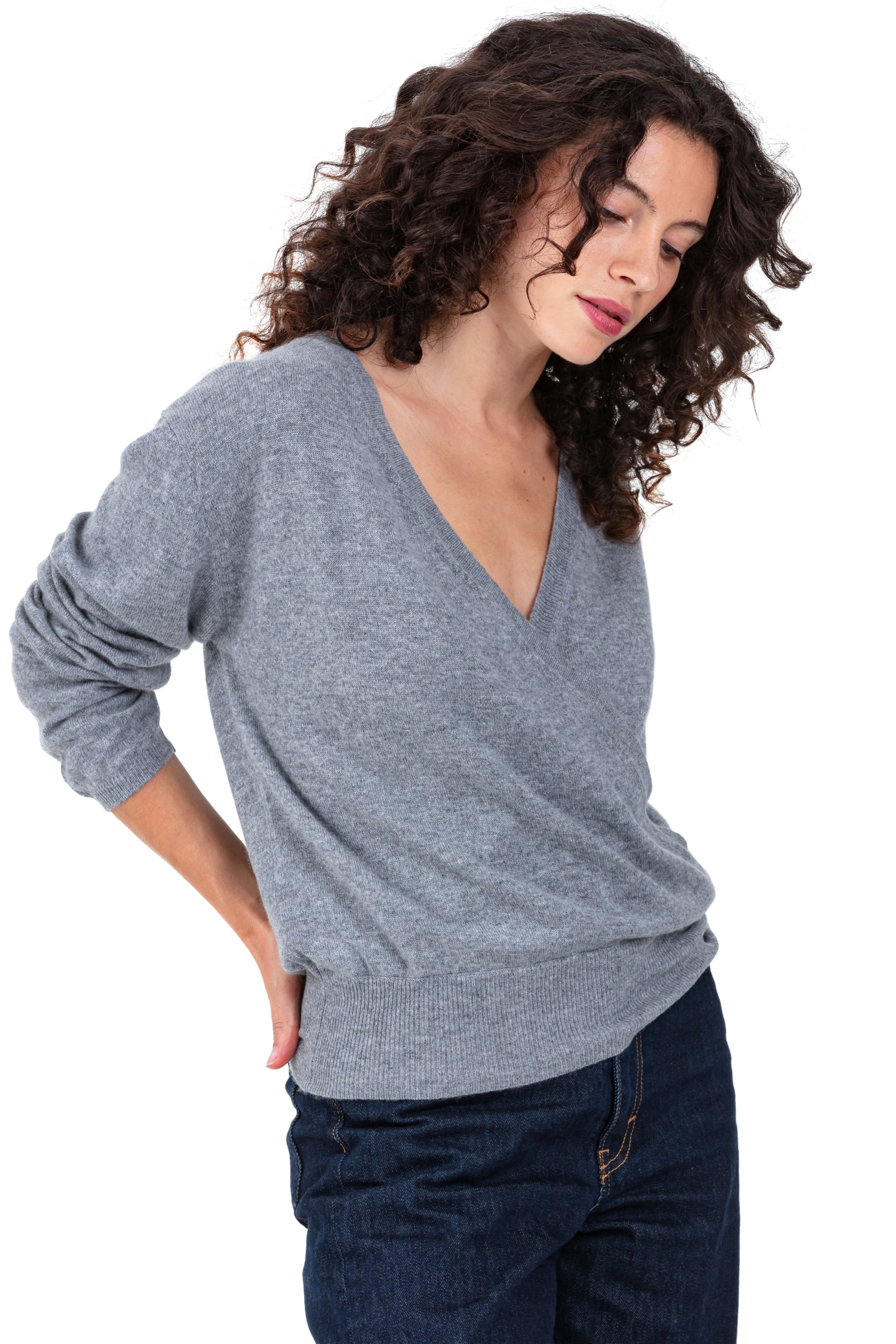Paula in cashmere donna - grigio chiné - Mahogany
