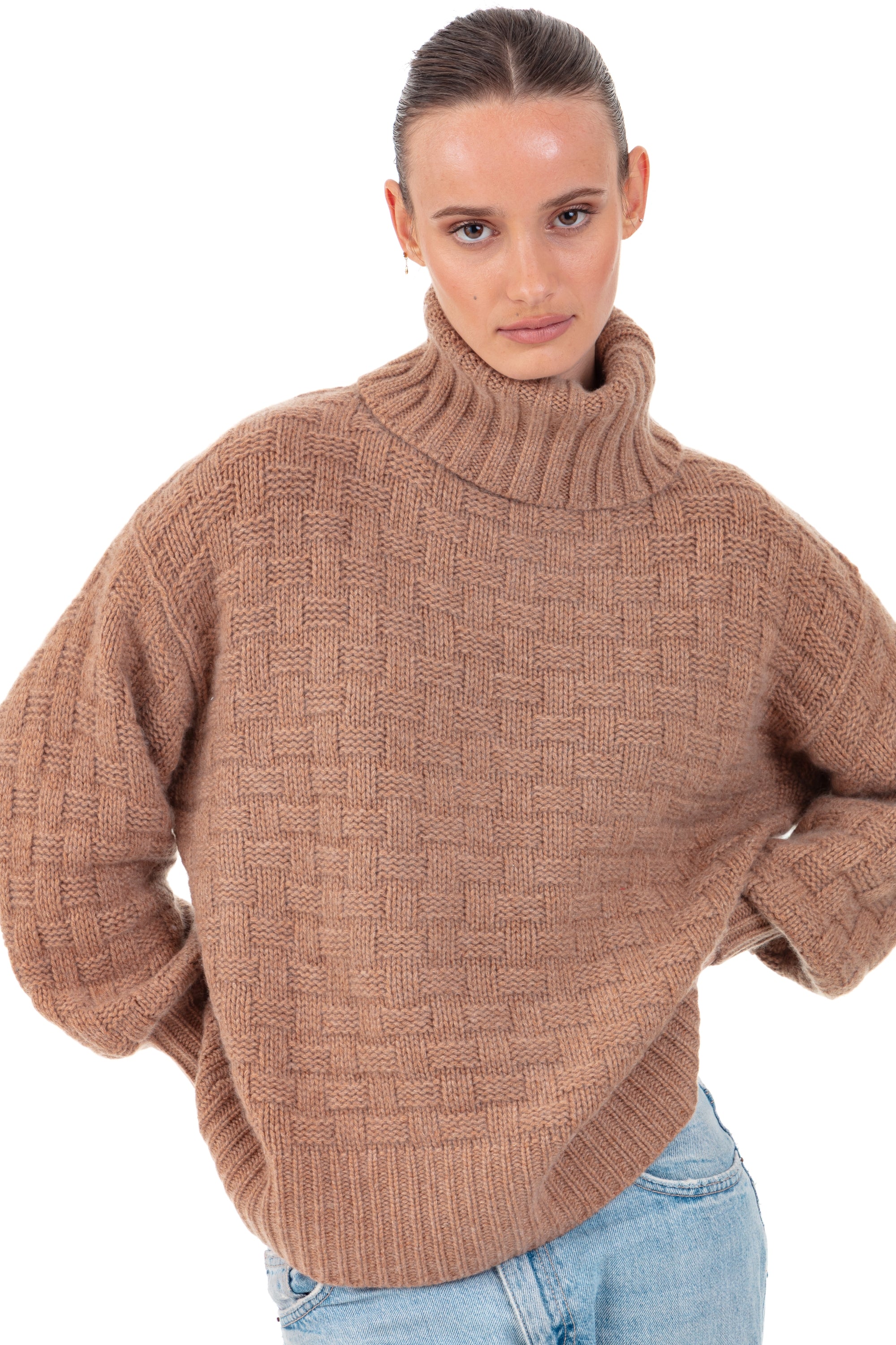 Persee en cachemire femme - Vue 2 - camel chiné - Mahogany