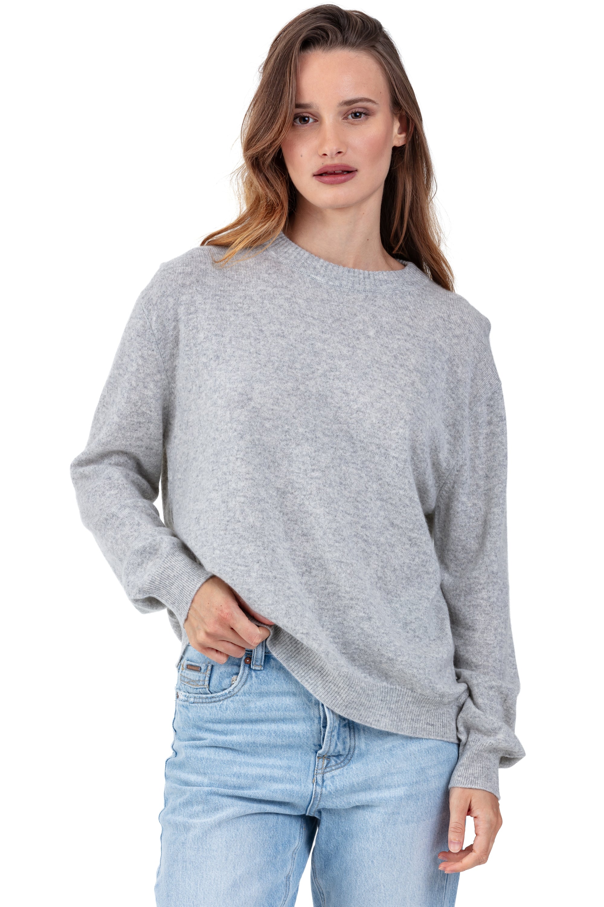 Maglione in cashmere, 100% Cashmere, donna, collo tondo, taglio ampio, maniche lunghe, normale / 2 e 4 fili, maglia normale, Mahogany