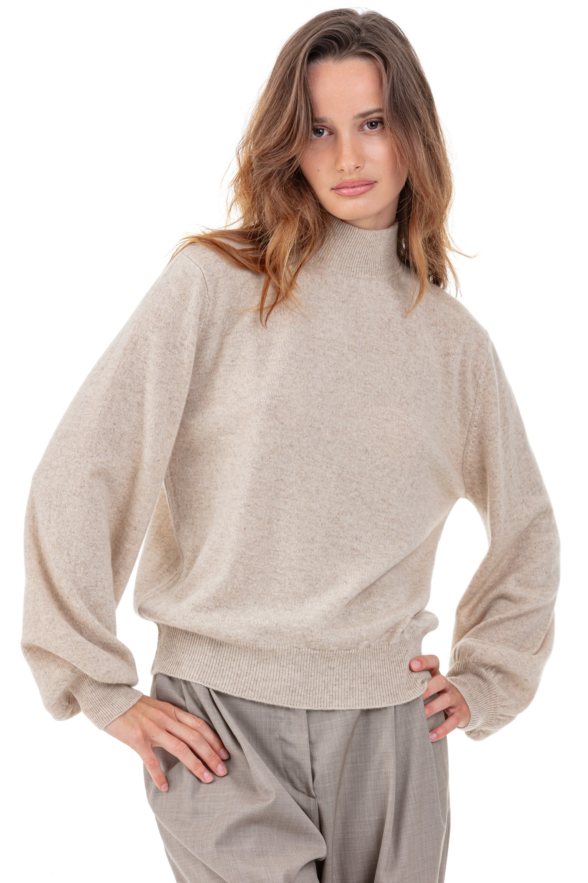 Pia in cashmere donna - natural winter dawn - Mahogany