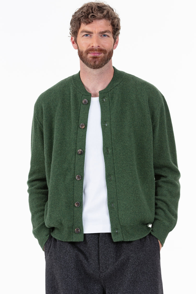 Cardigan in cashmere, 100% cashmere, uomo, collo rotondo, chiusura a bottoni, taglio dritto, maniche lunghe, normale / 2 e 4 fili, maglia normale, Mahogany