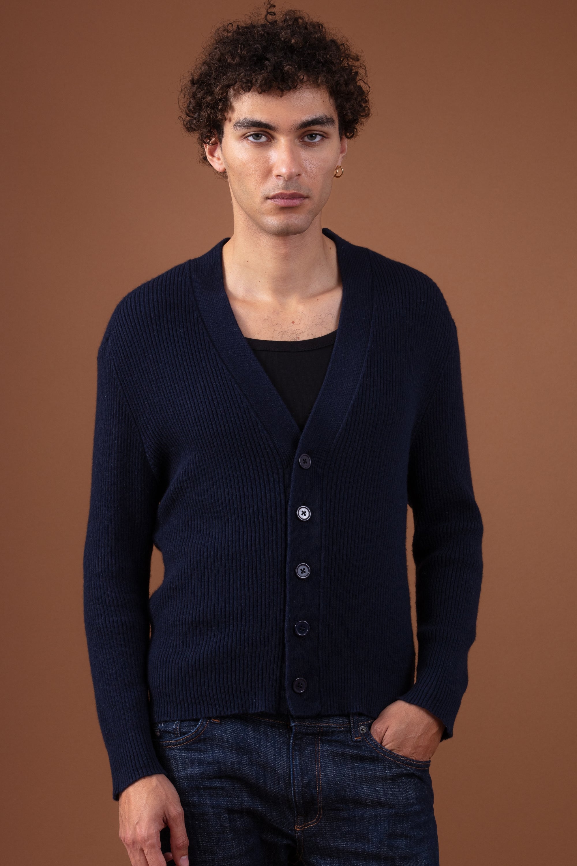 Porto in cashmere uomo - blu marino scuro - Mahogany