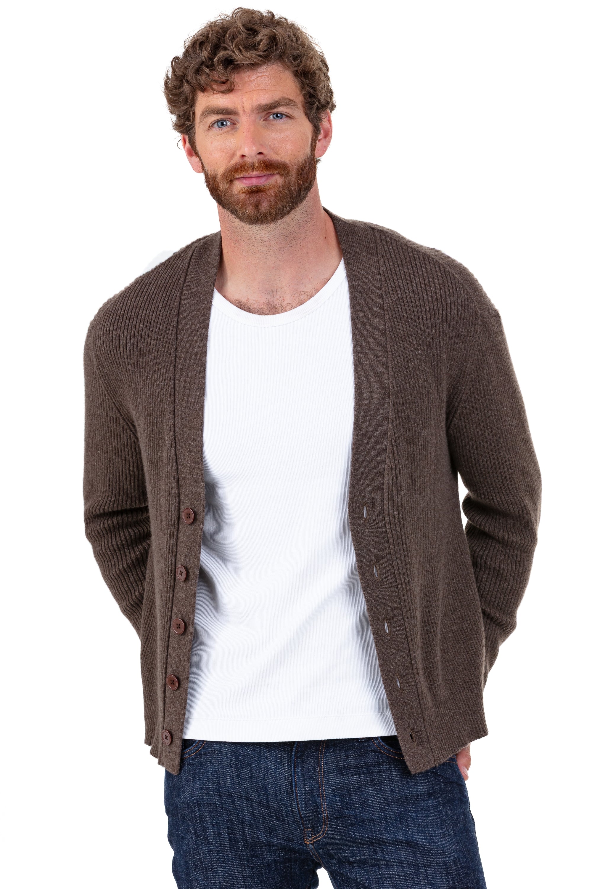 Porto in cashmere uomo - marrone melange - Mahogany