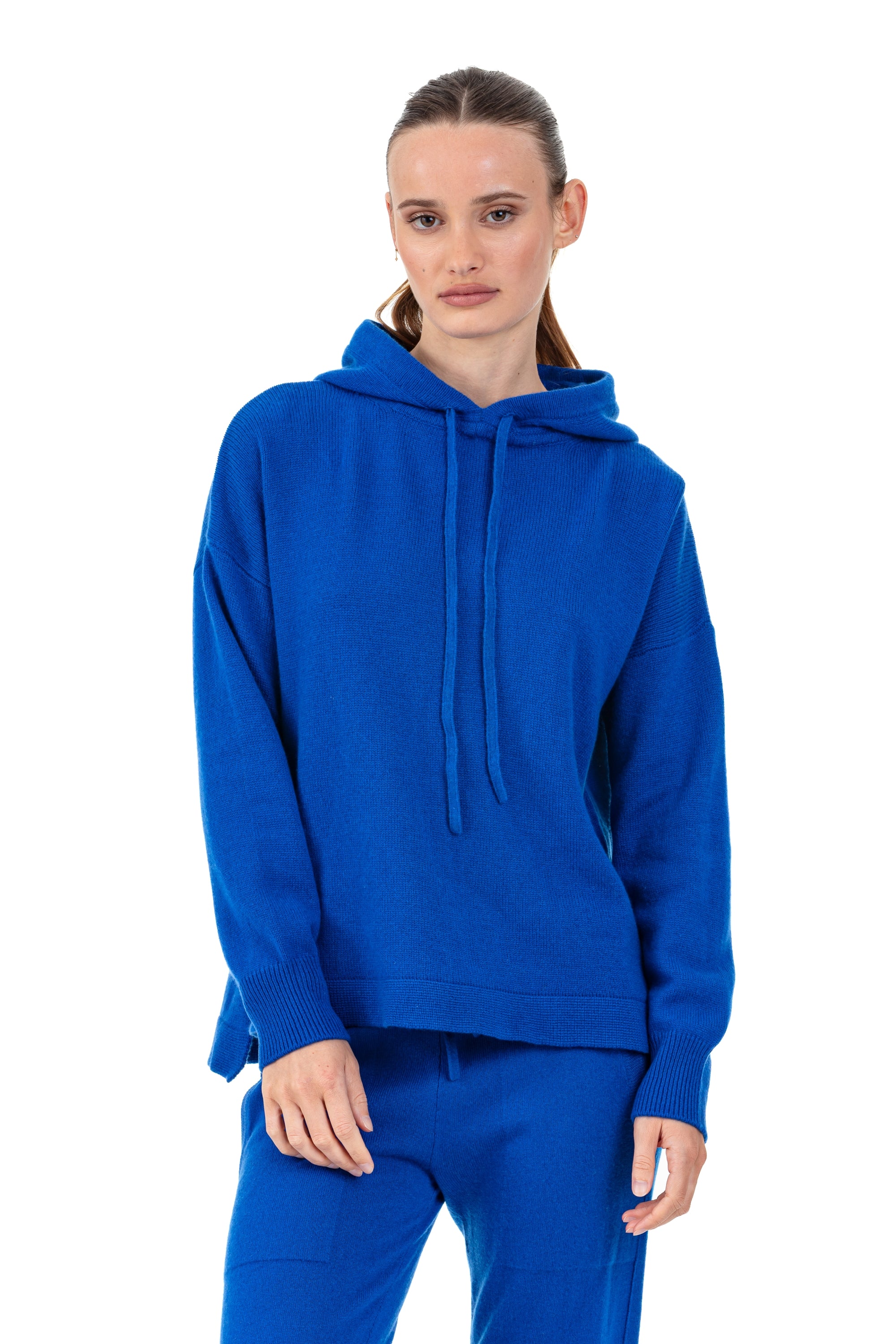 Maglione in cashmere, 100% Cashmere, donna, cappuccio, taglio oversize, maniche lunghe, fine, , Mahogany