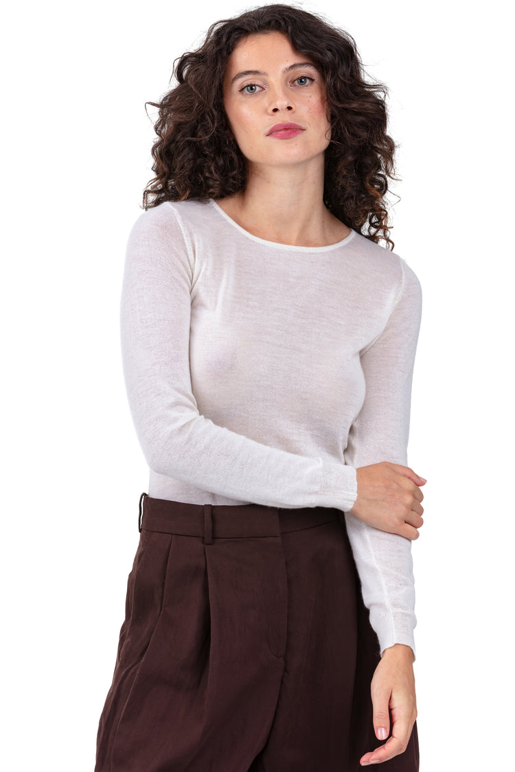 Maglione in duvet di cashmere, 100% duvet di Cashmere, donna, collo rotondo, taglio dritto, maniche lunghe, fine, , Mahogany