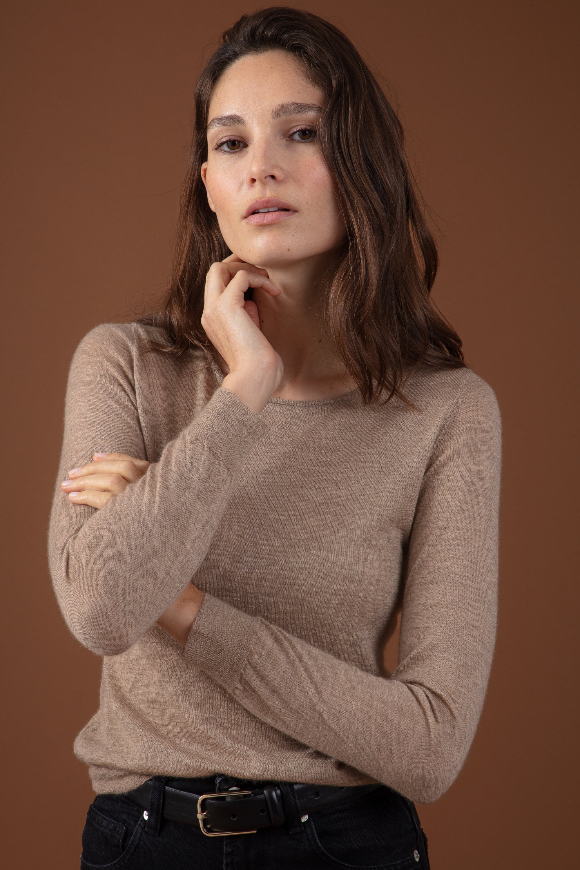 Puebla in duvet di cashmere donna - visone - Mahogany