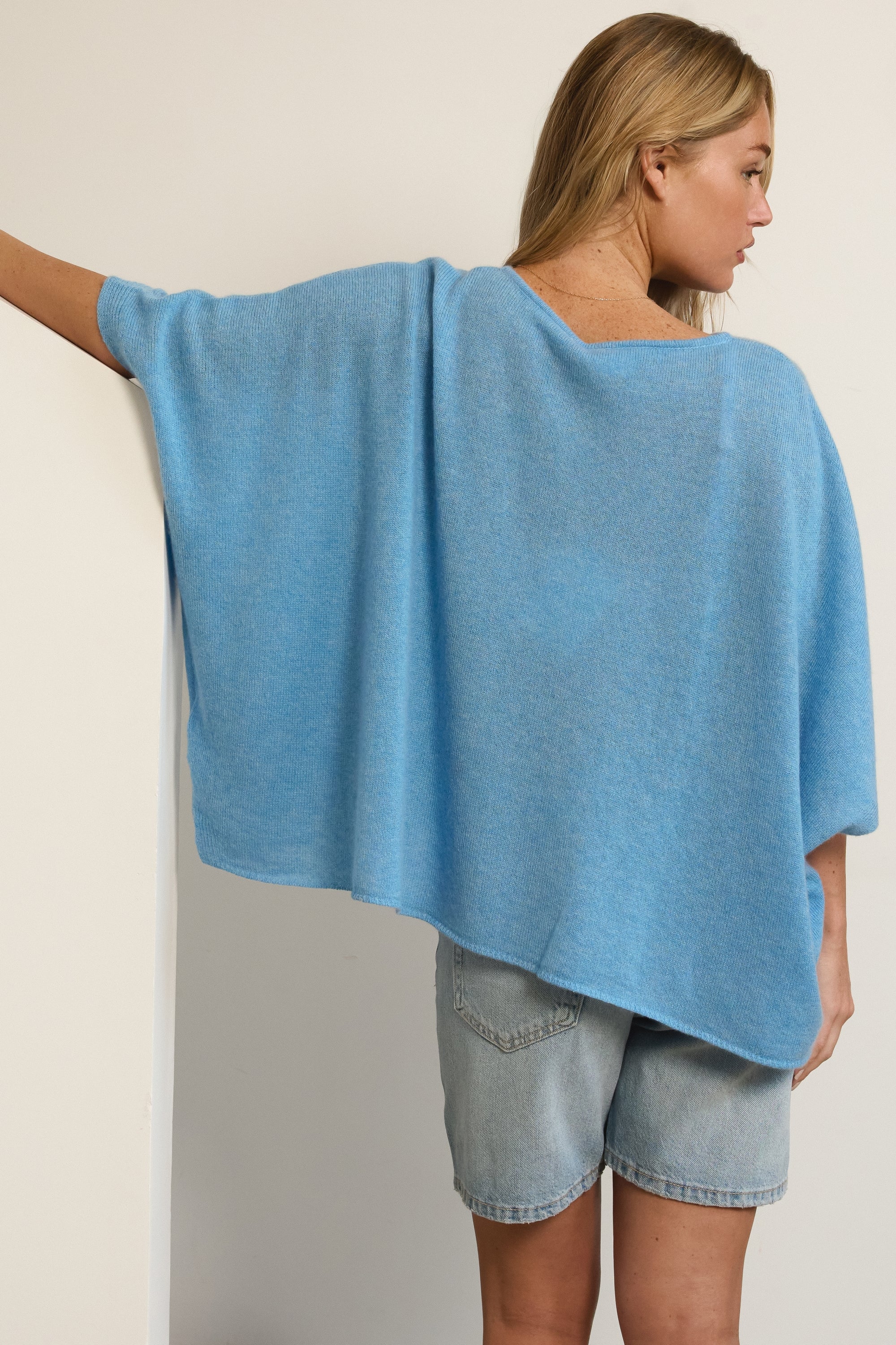Pythagore en cachemire femme - Vue 3 - bleu azur chiné - Mahogany