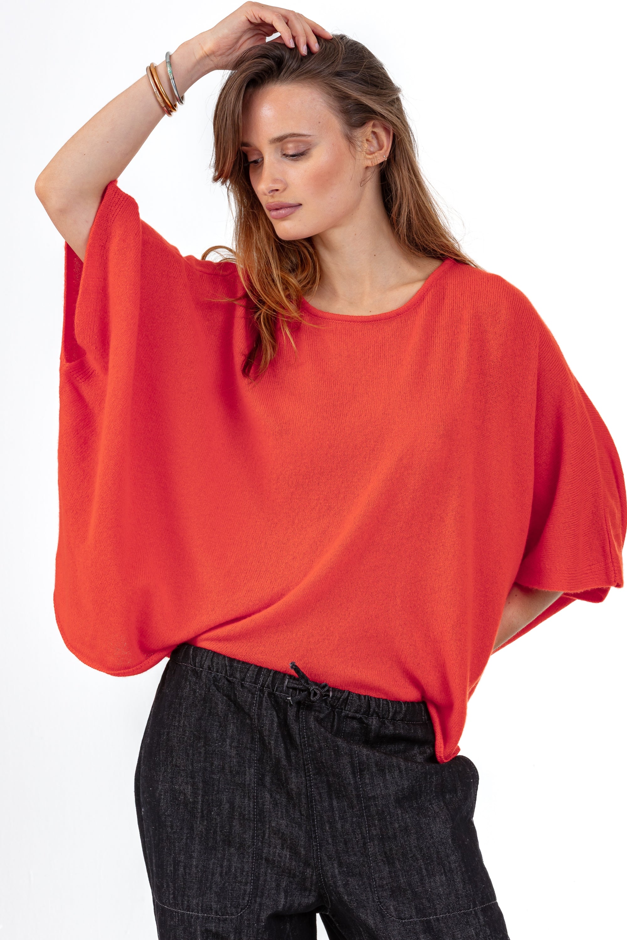 Pythagore in cashmere donna - bloody orange - Mahogany