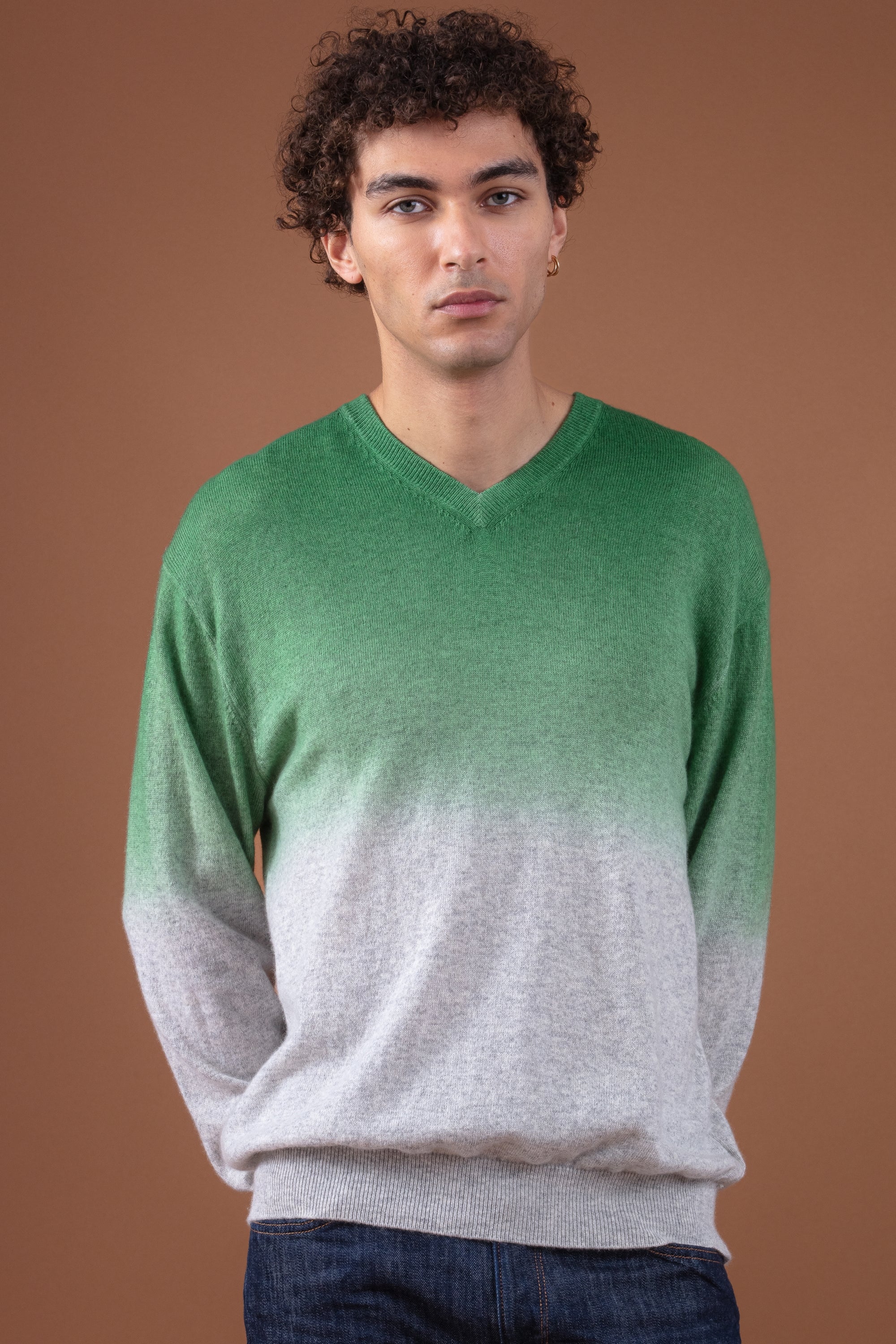 Telaviv in cashmere uomo - foliage / fog grey - Mahogany
