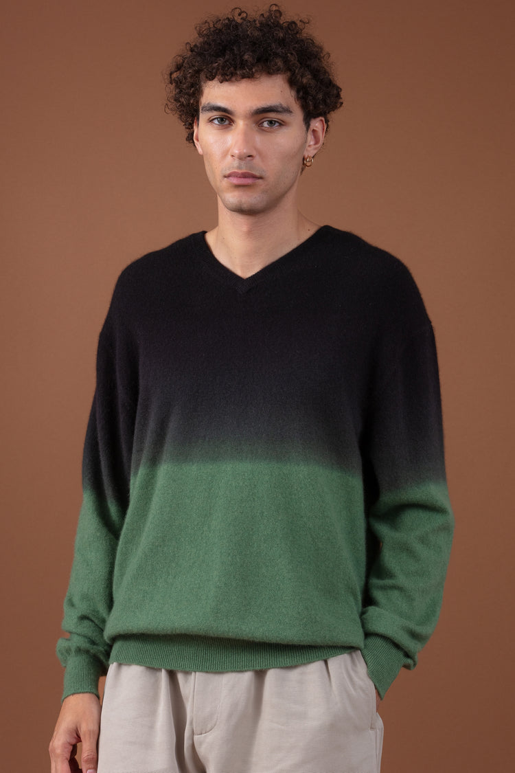 Telaviv in cashmere uomo - nero / foliage - Mahogany
