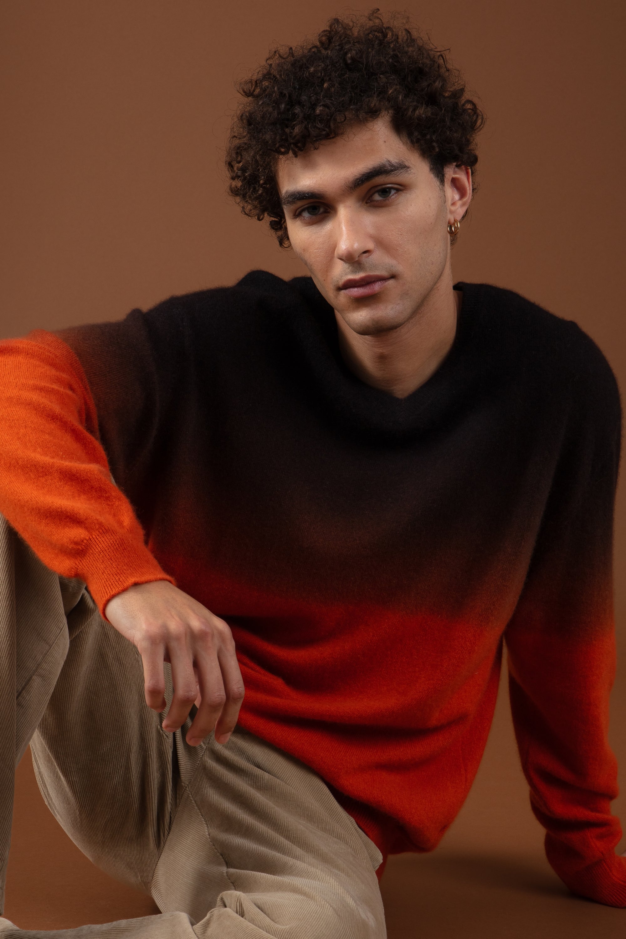 Telaviv in cashmere uomo - nero / marmelade - Mahogany