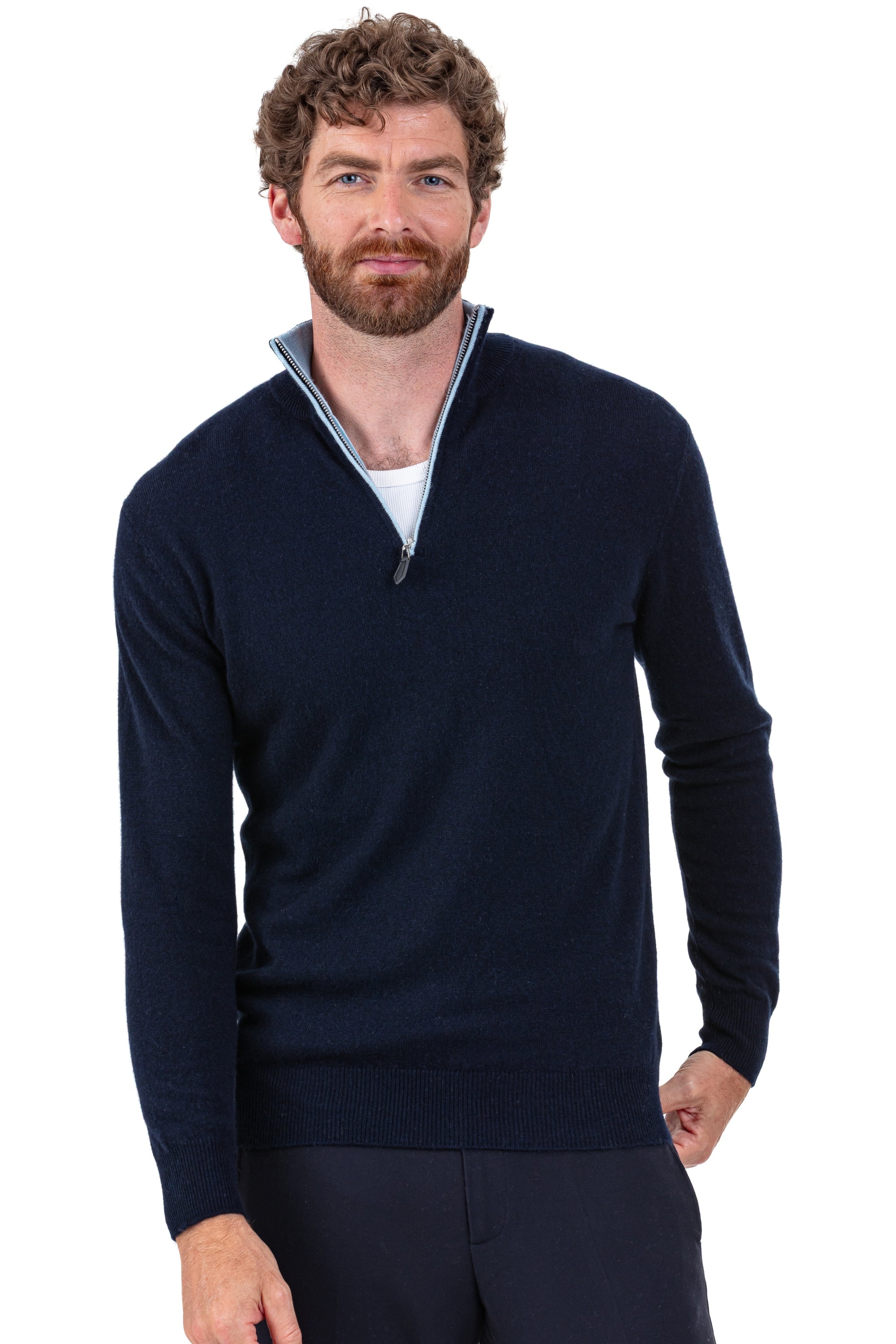 Themon en cachemire homme - marine foncé / stratosphere - Mahogany
