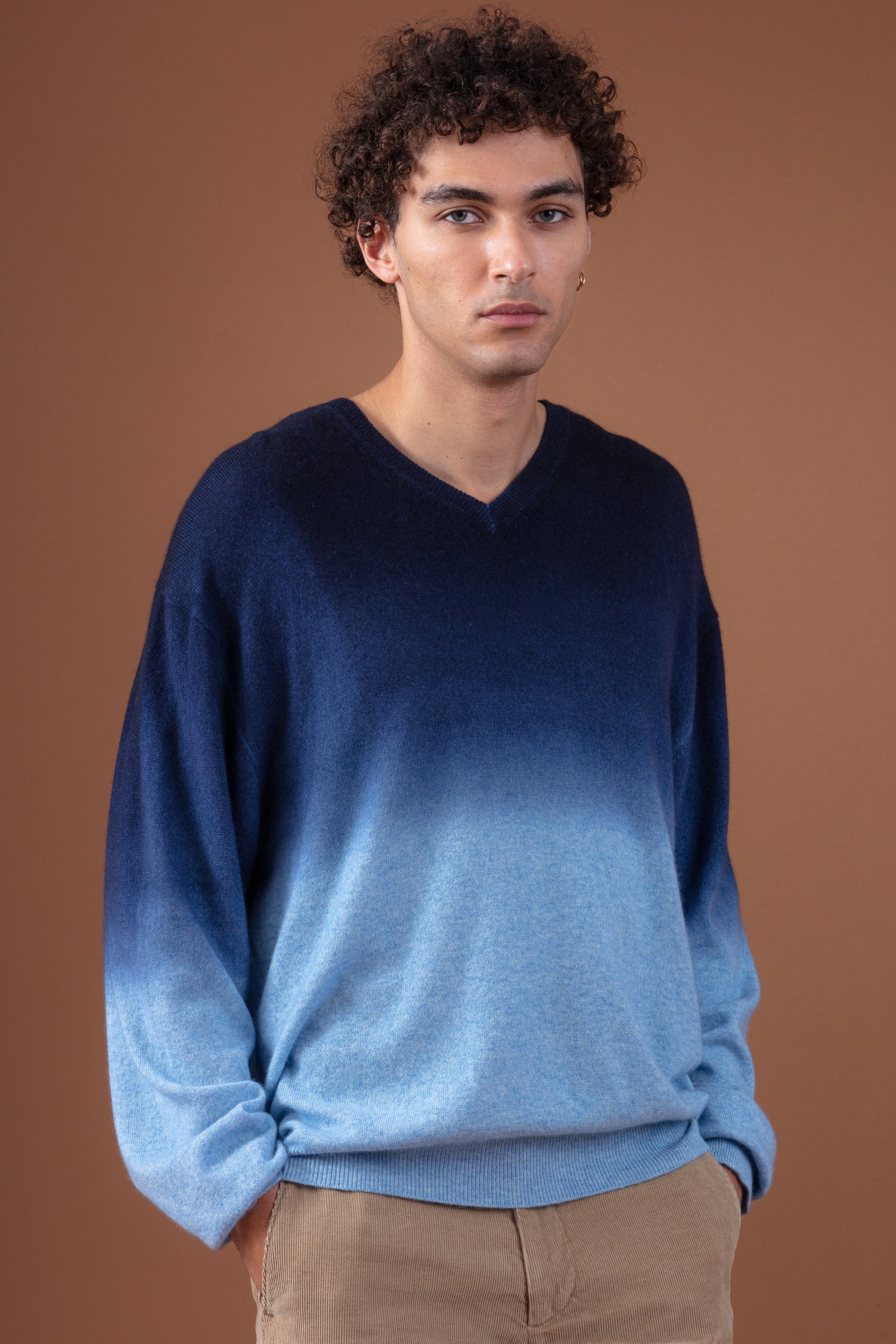 Telaviv in cashmere uomo - blu marino scuro / blu azzurro chiné - Mahogany