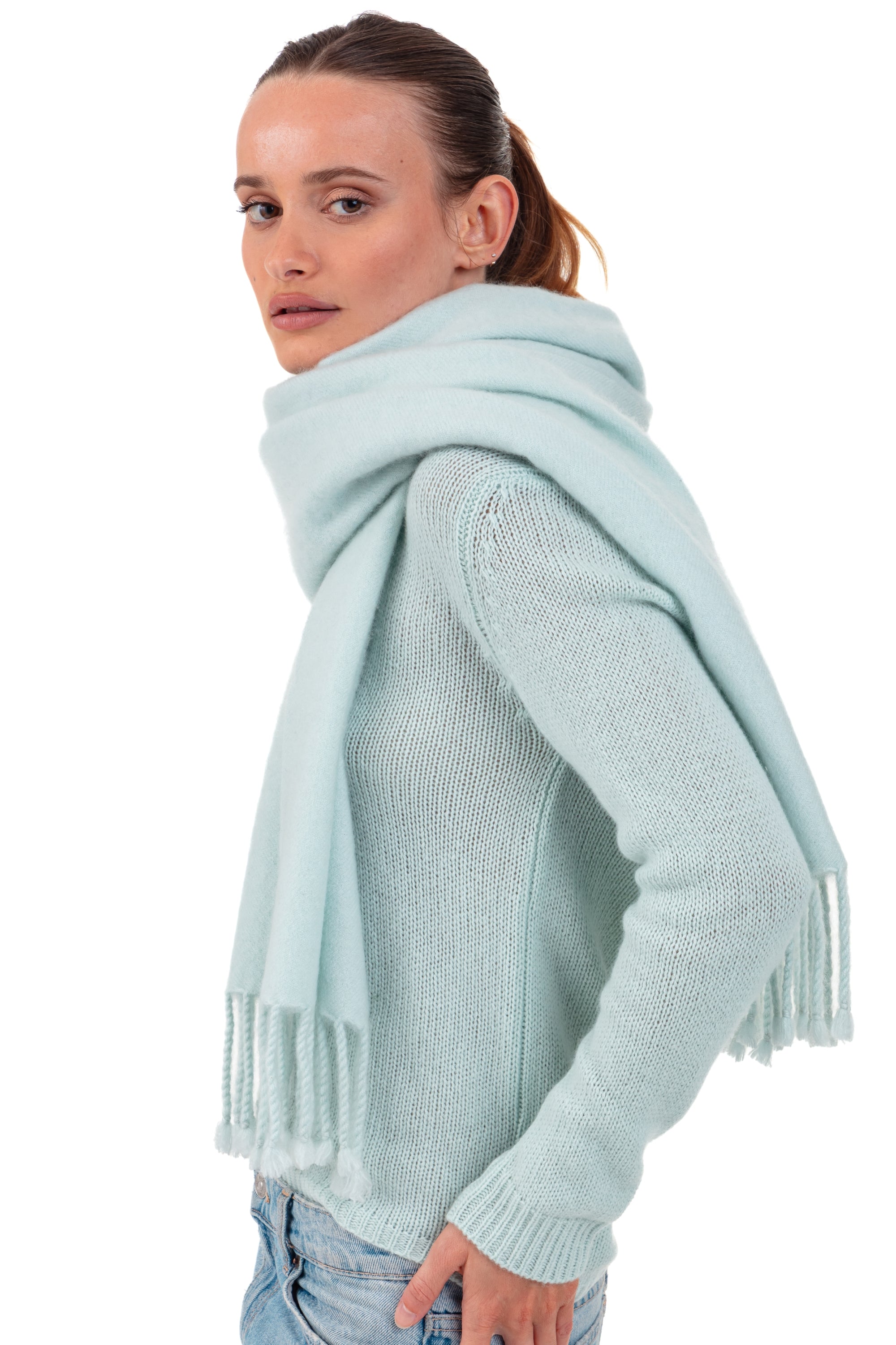 Portovecchio en cocoon cachemire mixte - Vue 1 - aqua - Mahogany