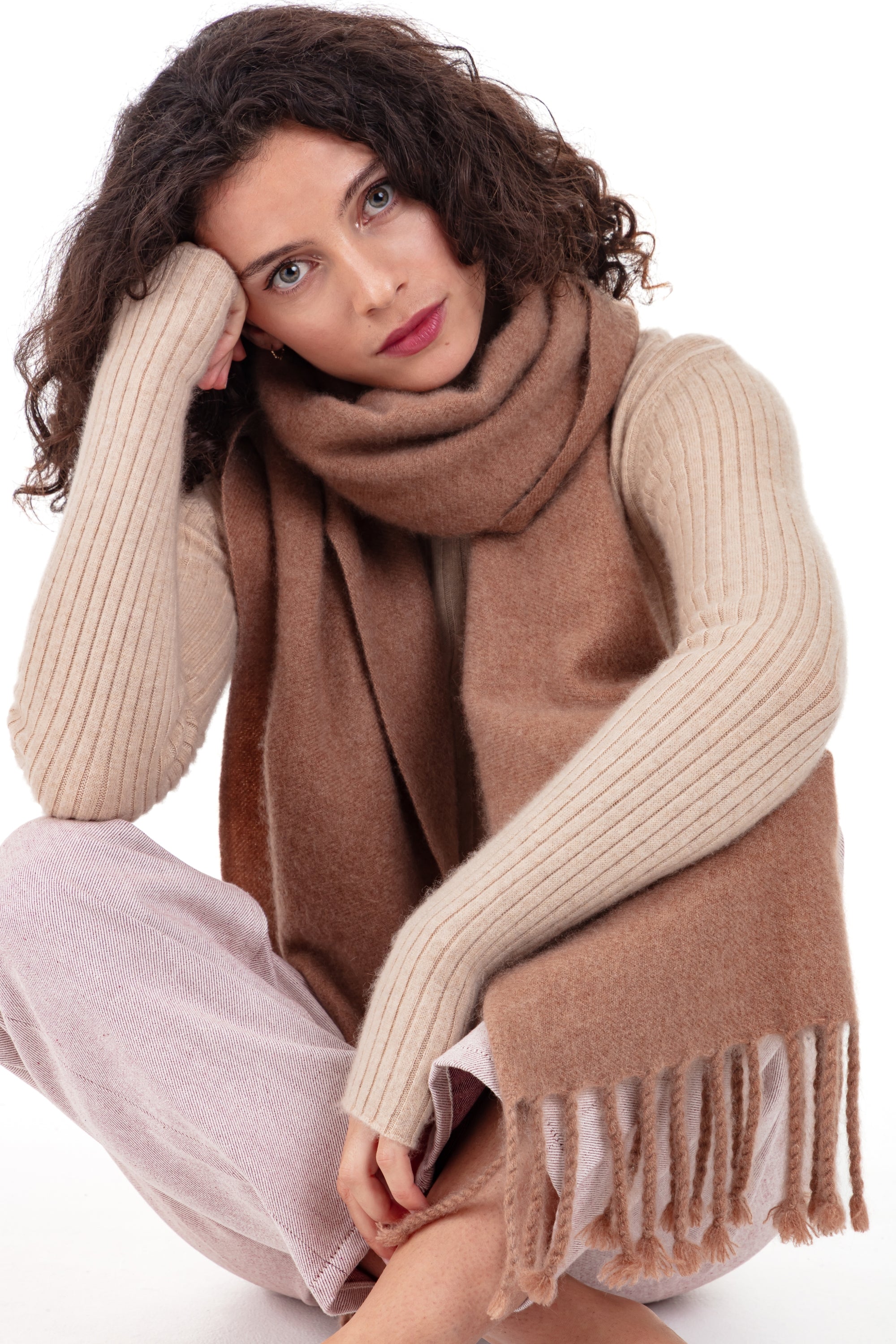 Portovecchio in cocoon cashmere misto - camel - Mahogany